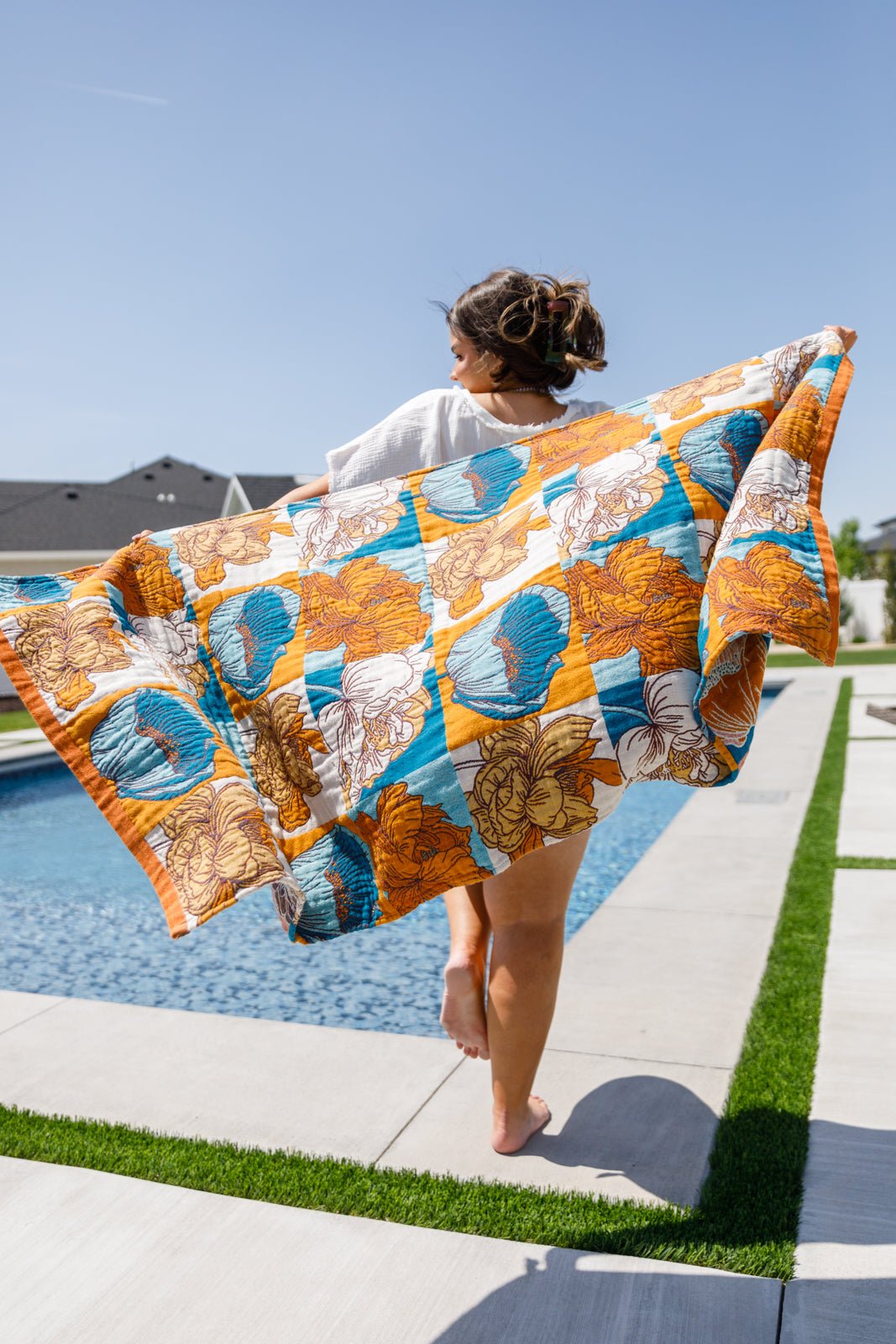 Luxury Beach Towel in Block Floral - Uptown Boutique Ramona