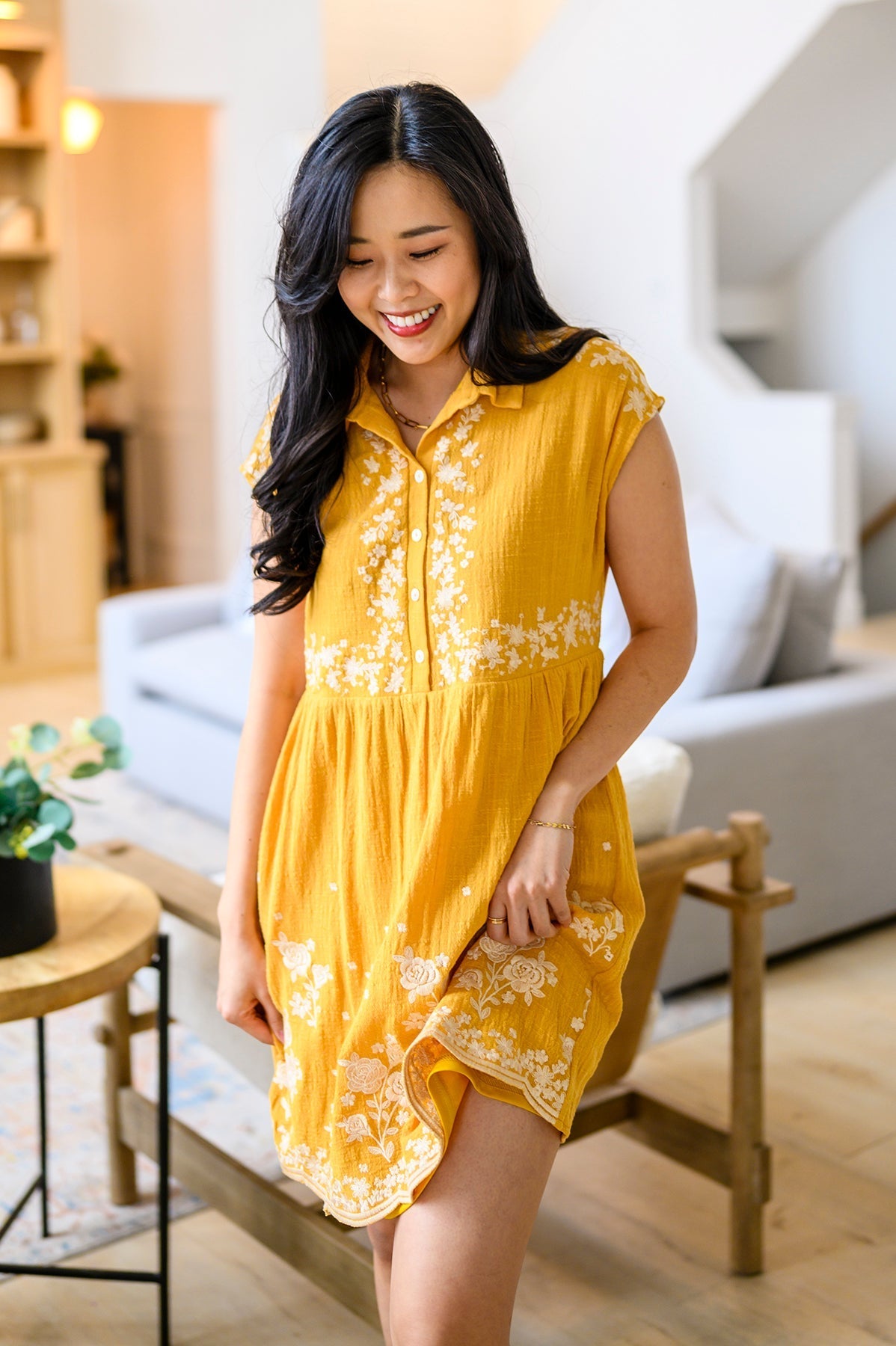 Marigold Embroidered Dress (Online Exclusive) - Uptown Boutique Ramona