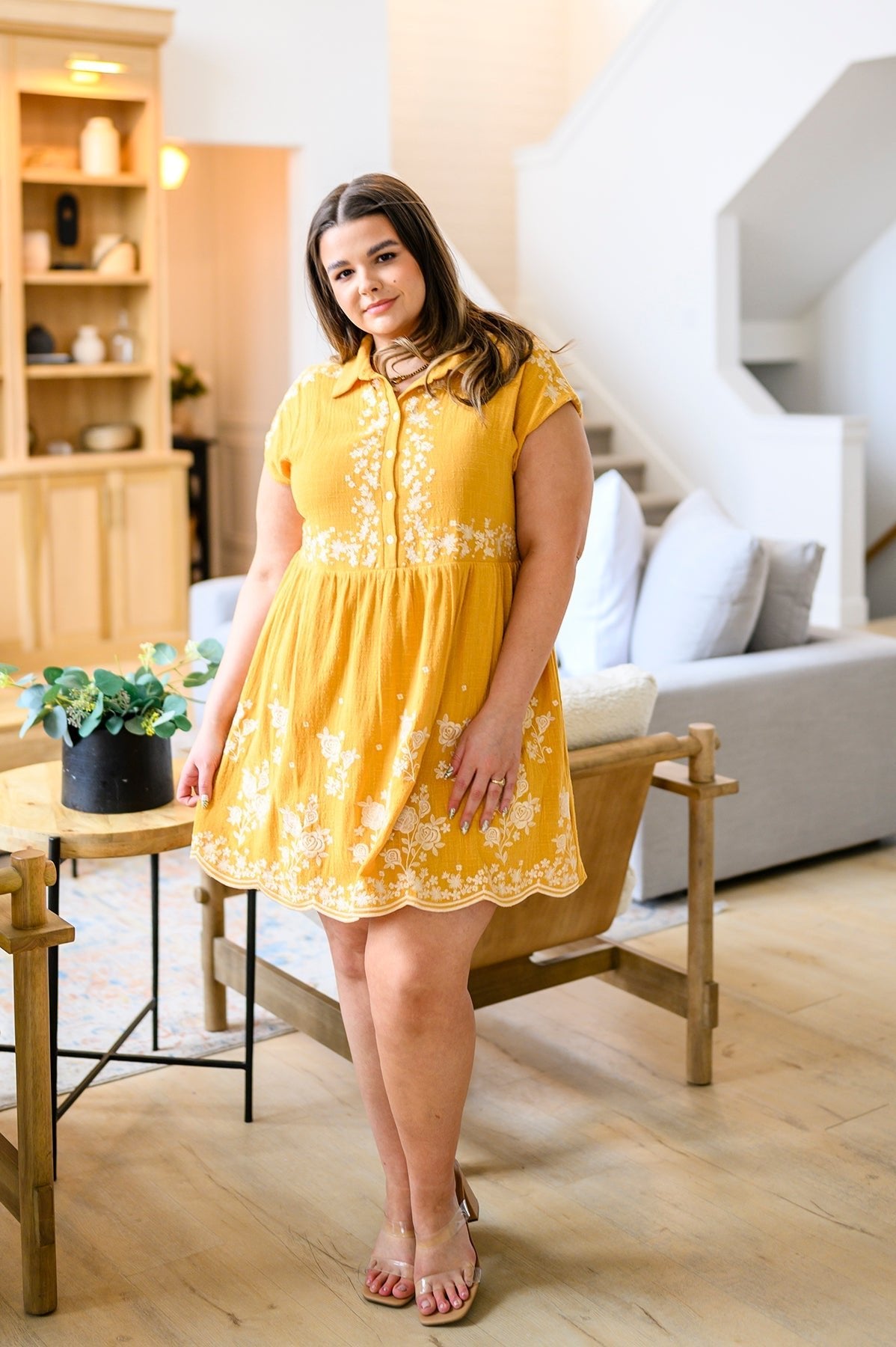 Marigold Embroidered Dress (Online Exclusive) - Uptown Boutique Ramona