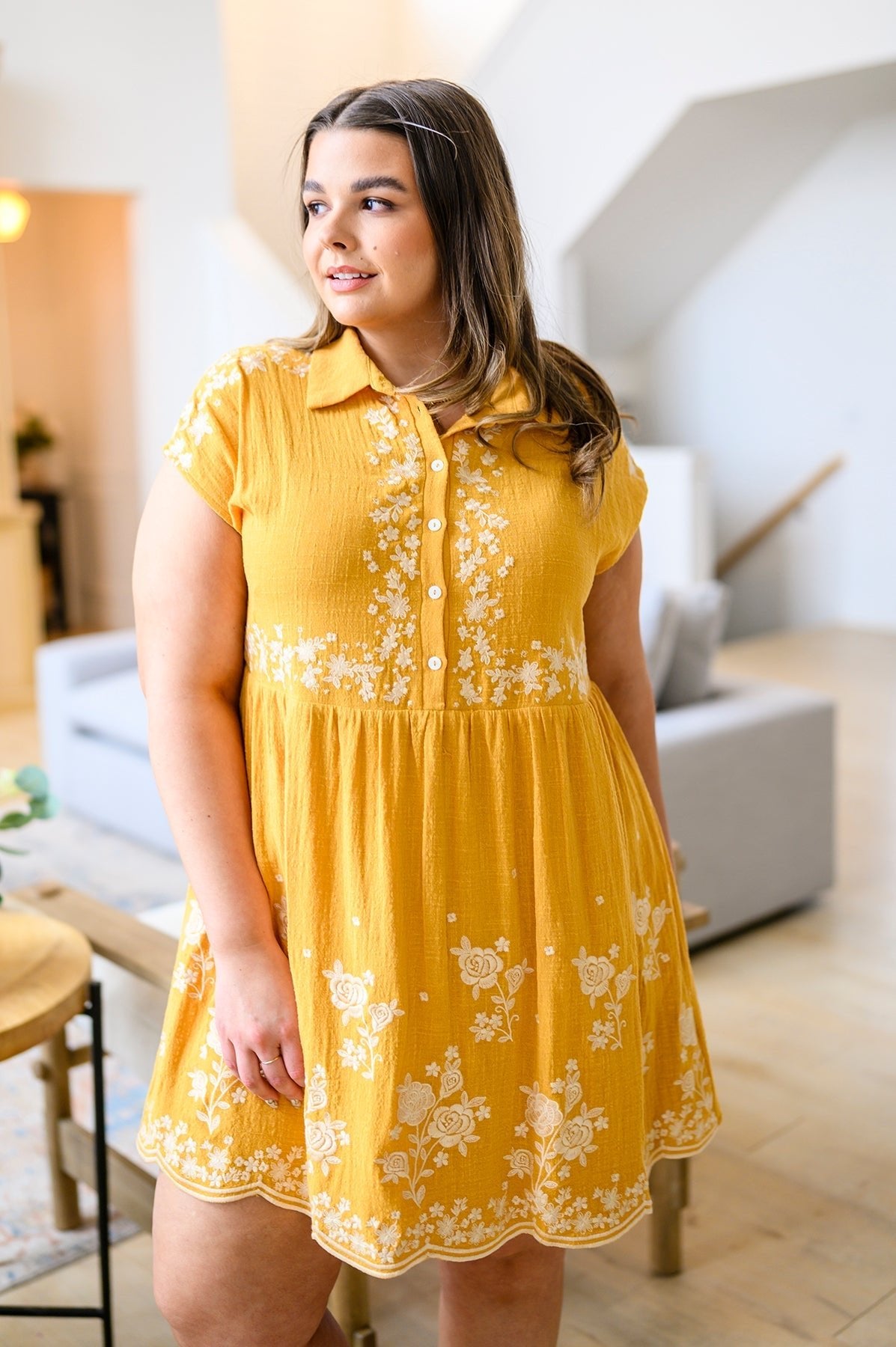 Marigold Embroidered Dress (Online Exclusive) - Uptown Boutique Ramona