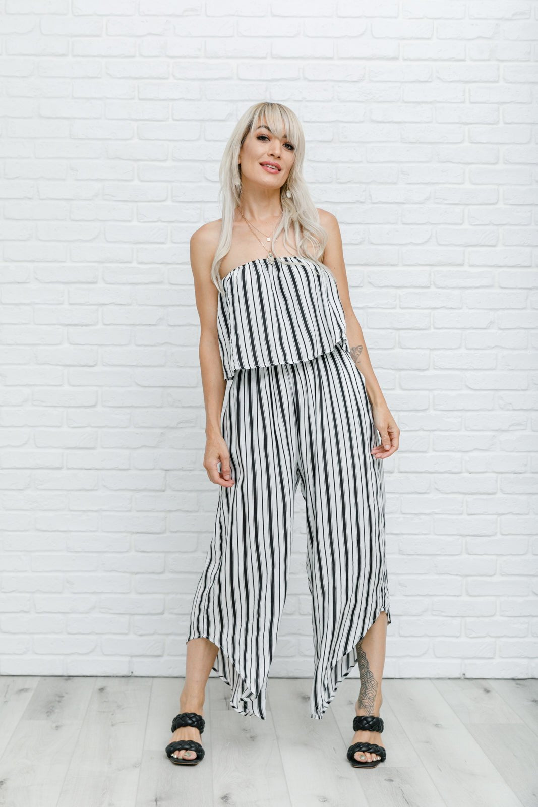Modern Stripes Sleeveless Jumpsuit (Online Exclusive) - Uptown Boutique Ramona