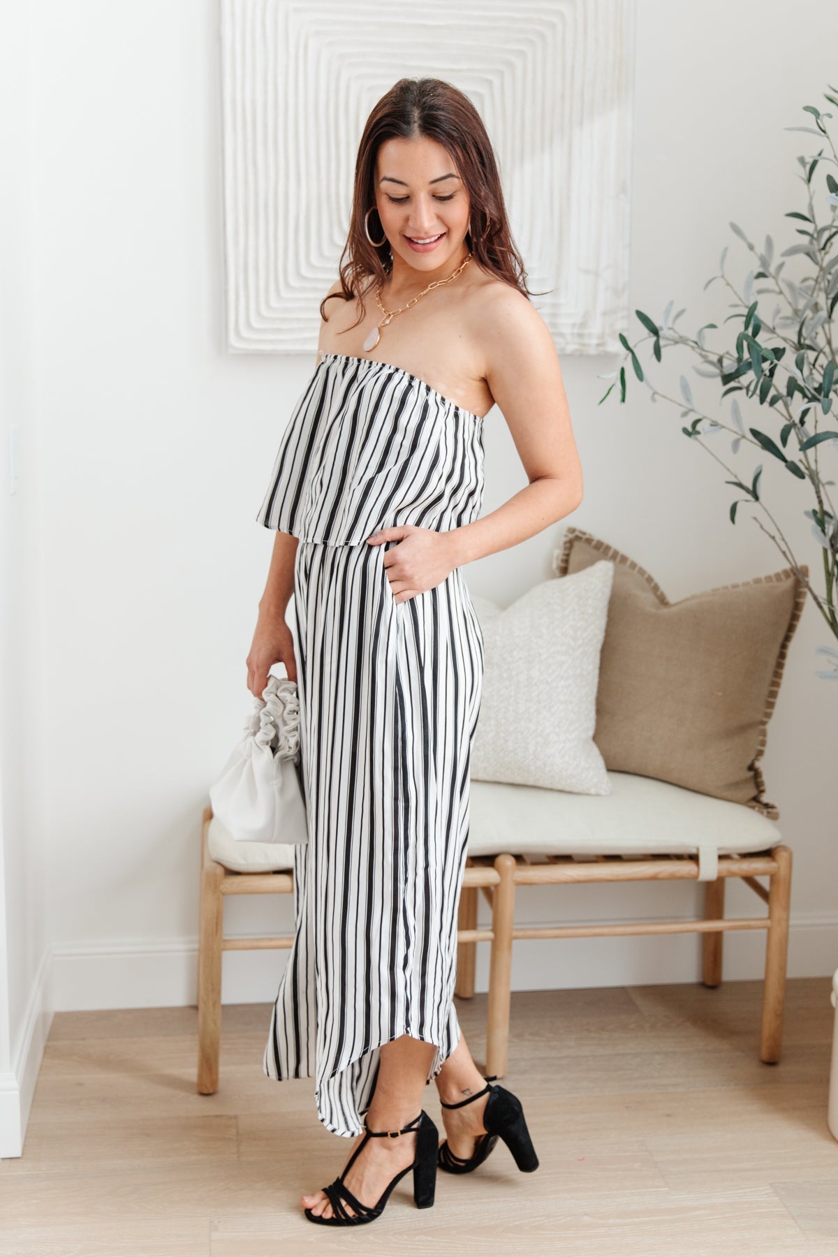 Modern Stripes Sleeveless Jumpsuit (Online Exclusive) - Uptown Boutique Ramona