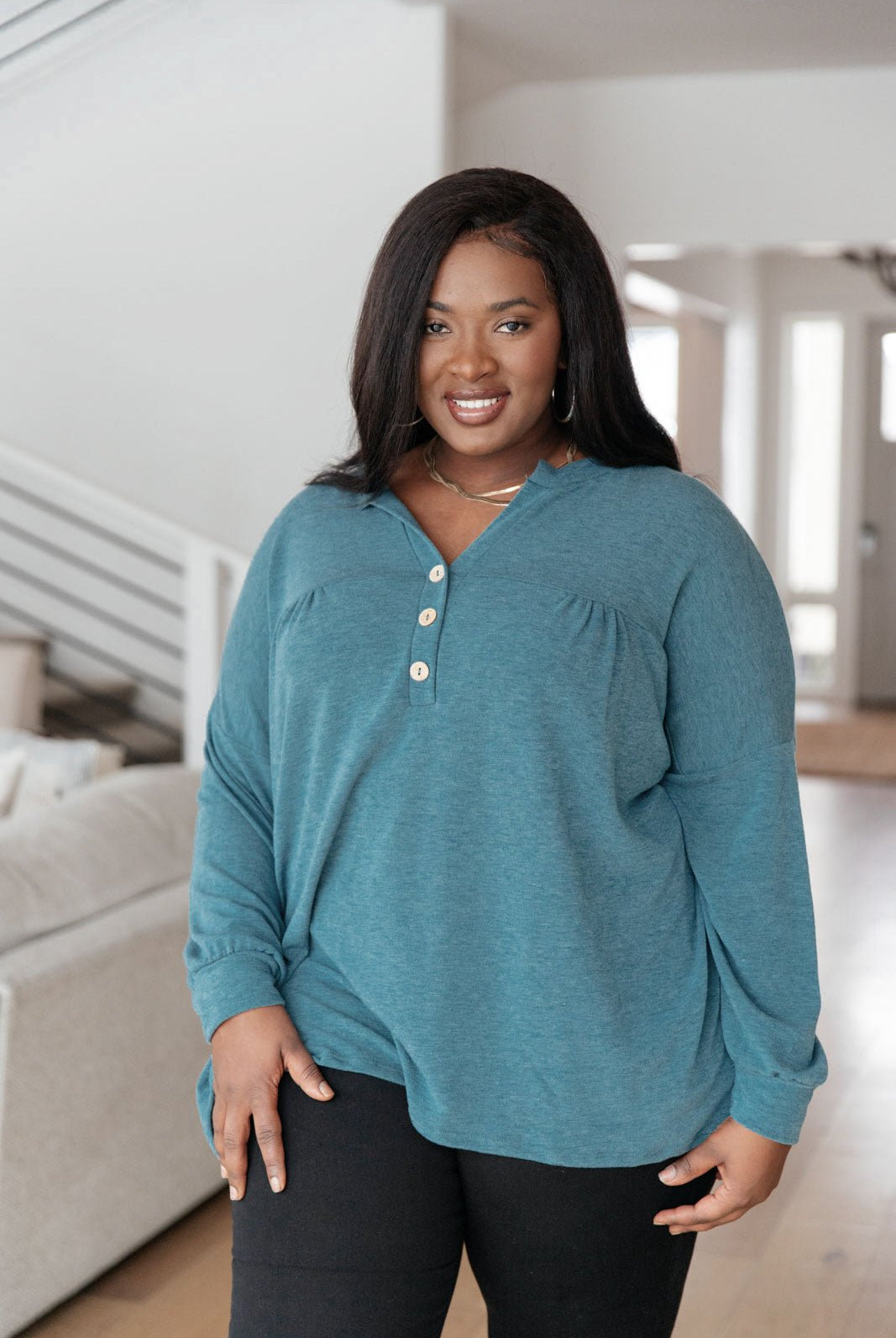 Moon Bay Top In Blue (Online Exclusive) - Uptown Boutique Ramona
