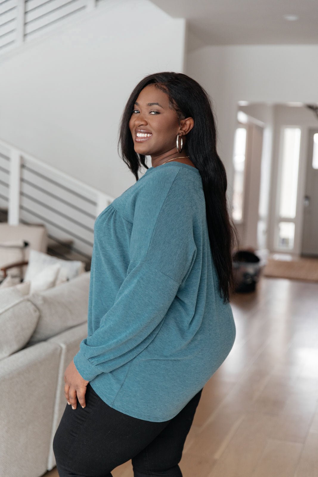 Moon Bay Top In Blue (Online Exclusive) - Uptown Boutique Ramona