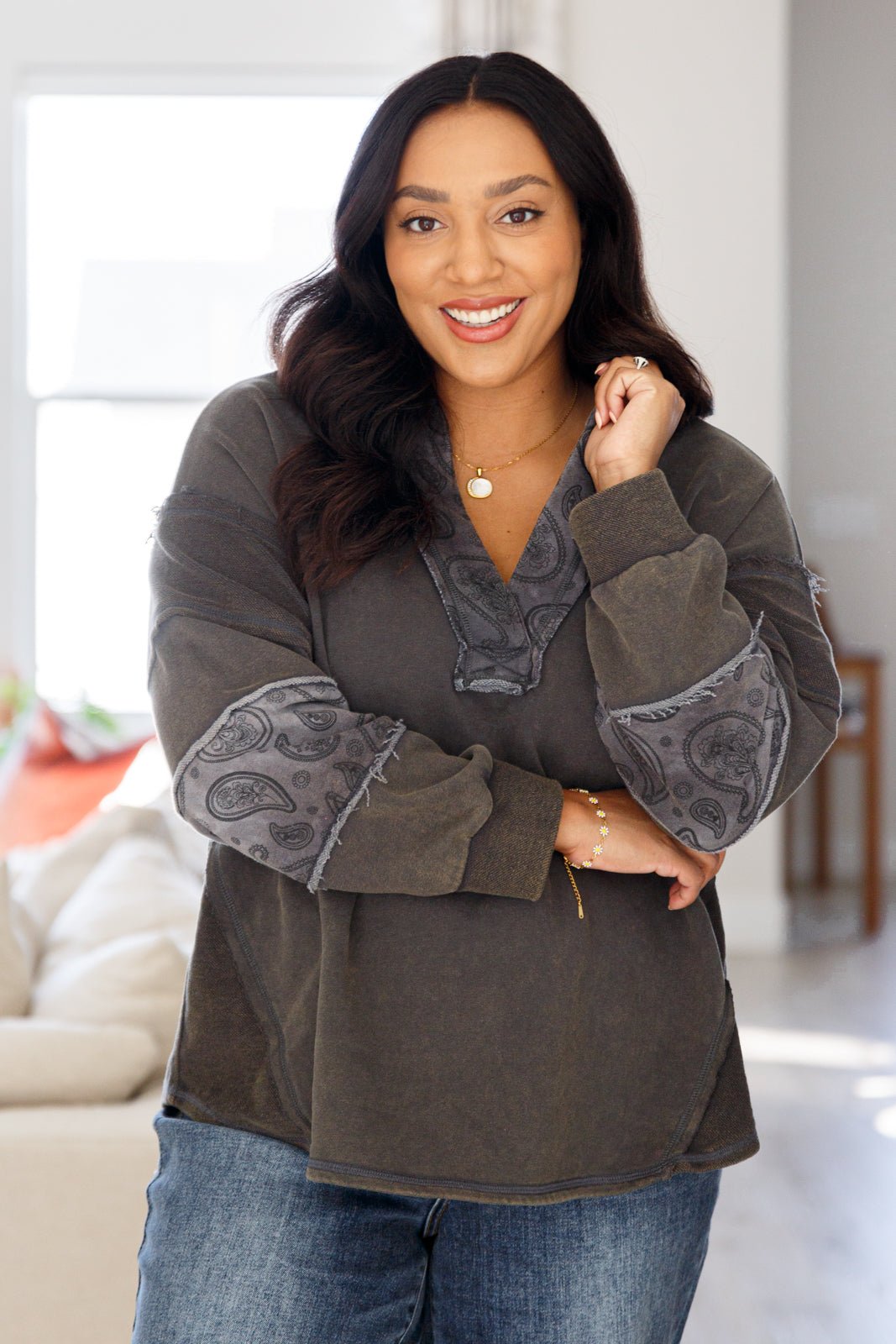 Moonstone Mineral Wash Pullover (Online Exclusive) - Uptown Boutique Ramona