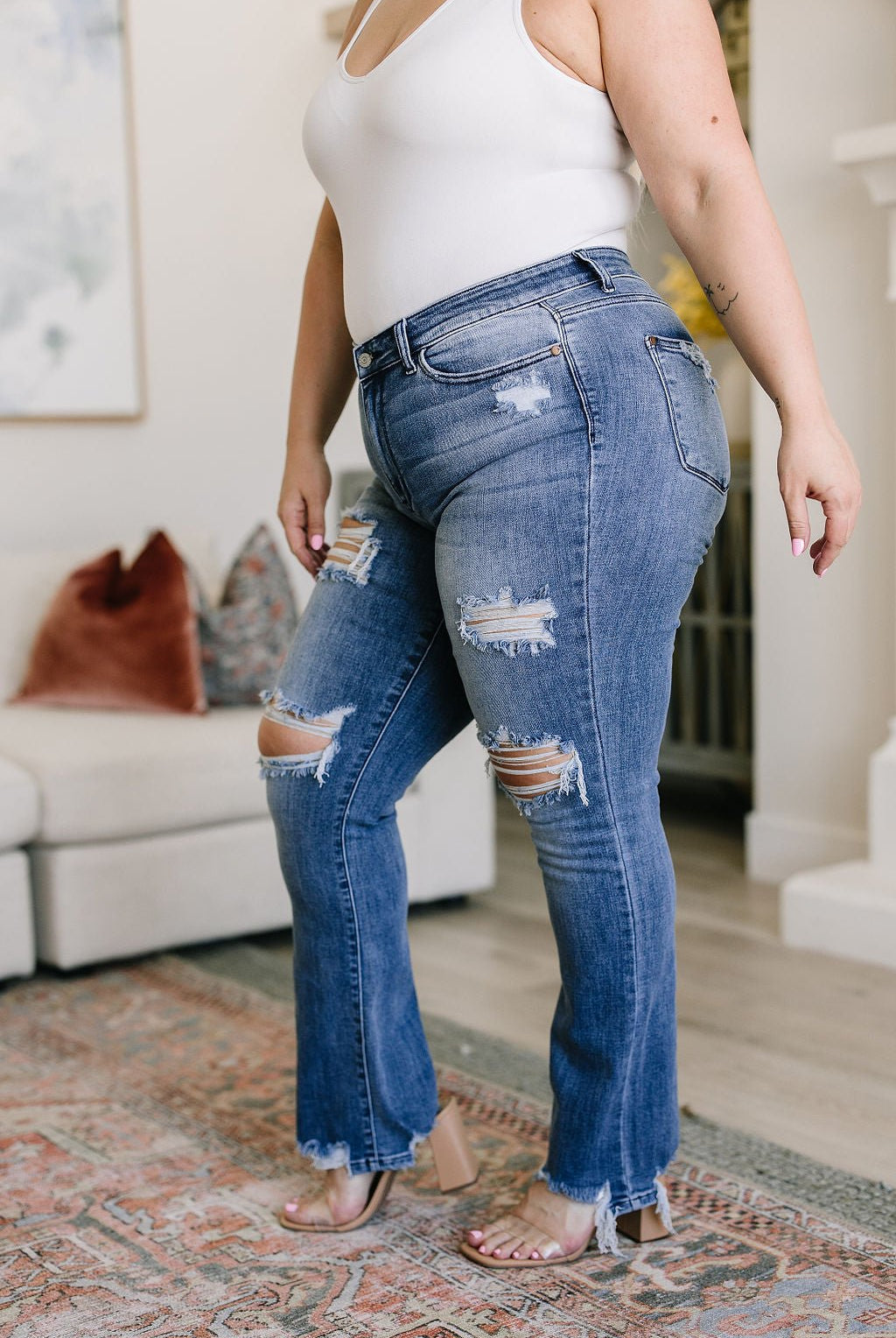 O'Hara Destroyed Straight Jeans - Uptown Boutique Ramona