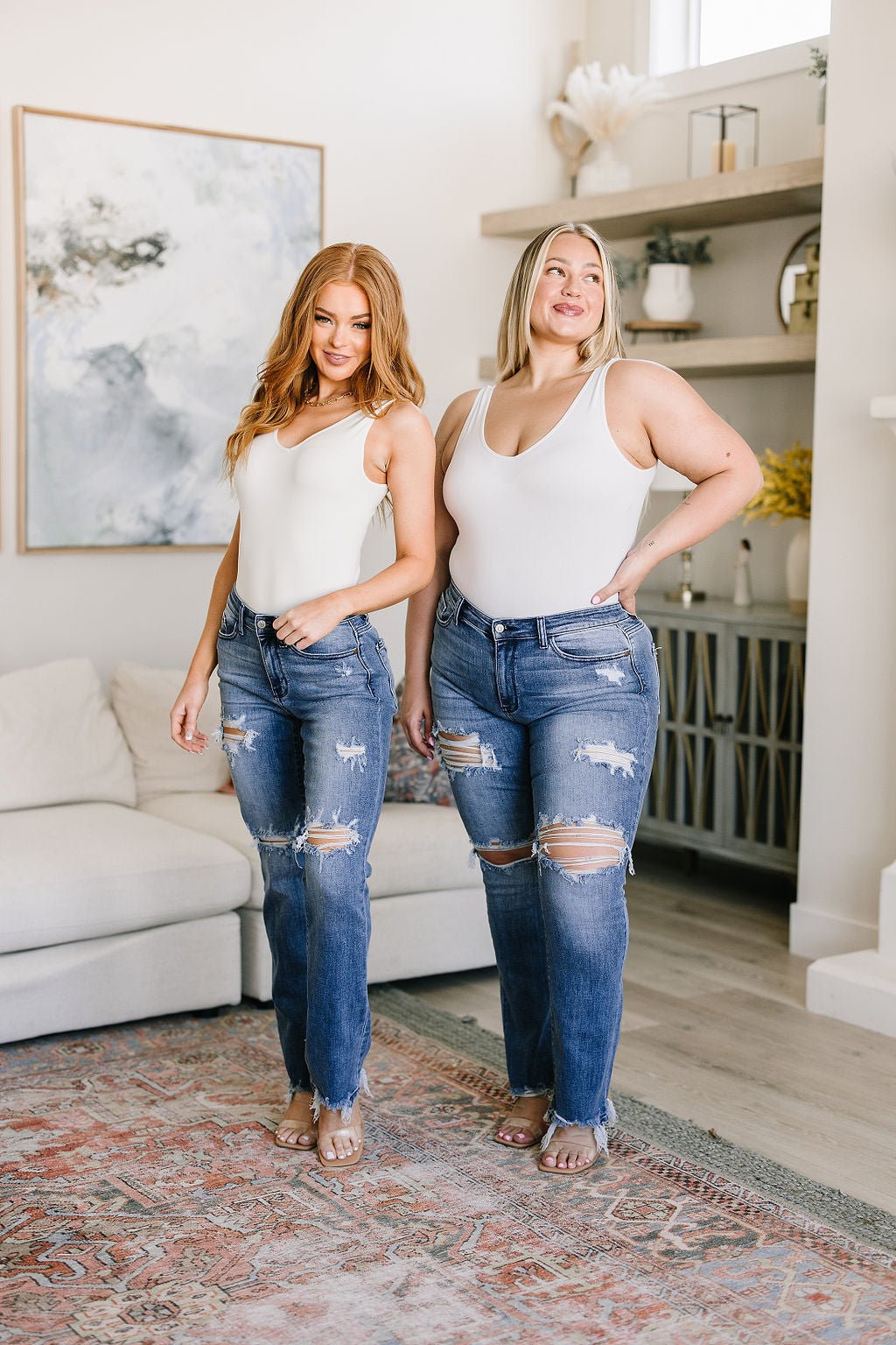 O'Hara Destroyed Straight Jeans - Uptown Boutique Ramona