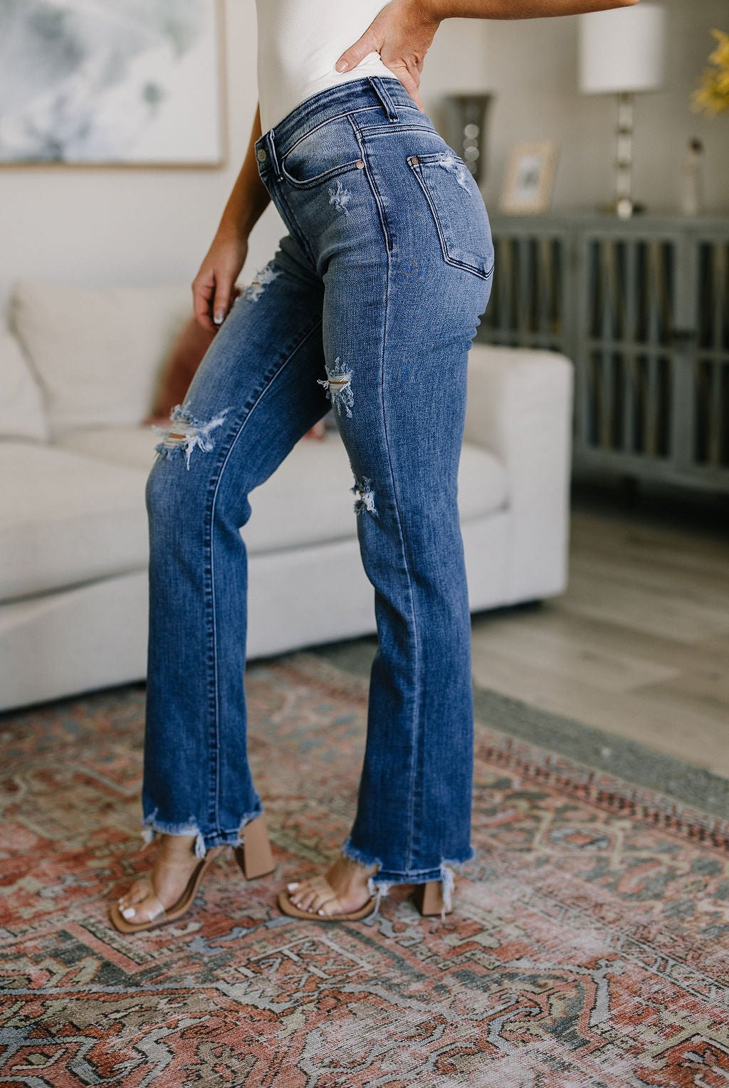 O'Hara Destroyed Straight Jeans - Uptown Boutique Ramona