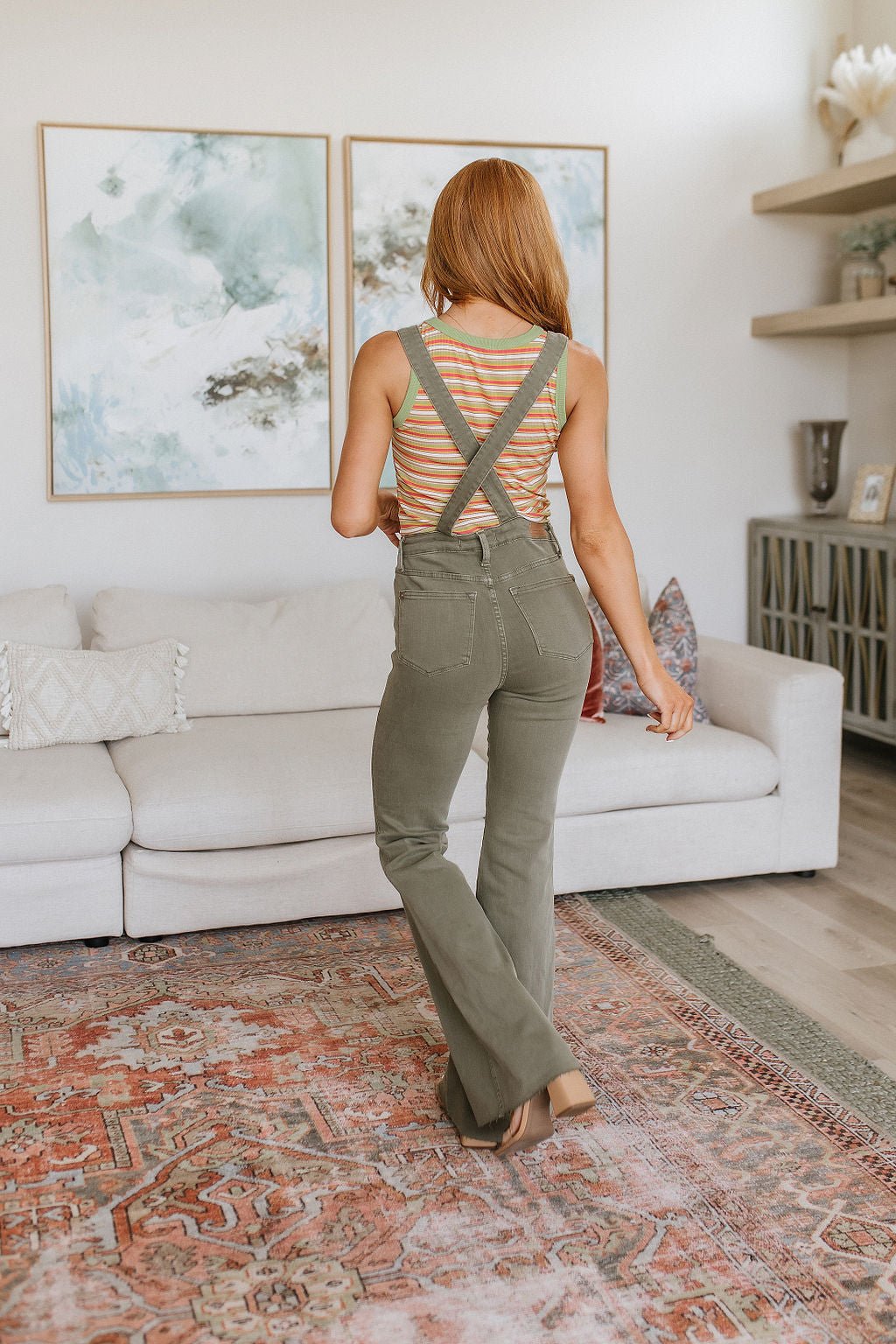 Olivia Control Top Release Hem Overalls in Olive (Online Exclusive) - Uptown Boutique Ramona