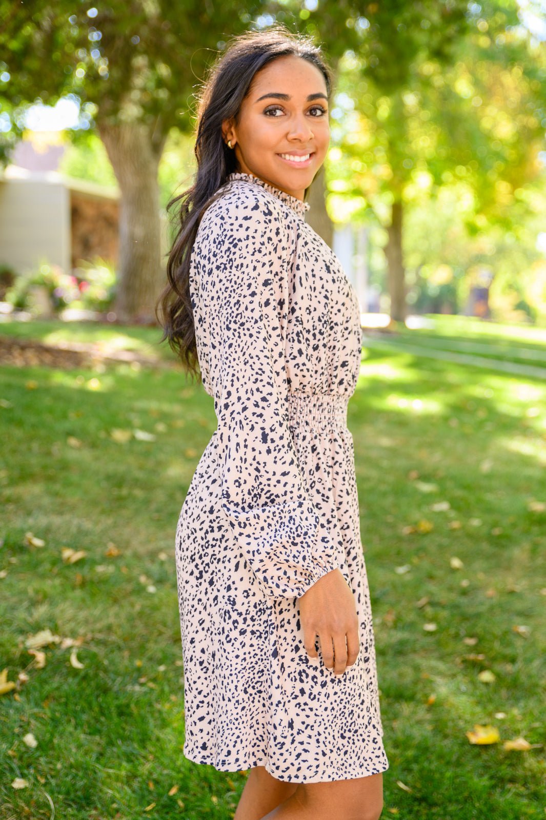 Ophelia Animal Print Shirred Waist Dress (Online Exclusive) - Uptown Boutique Ramona