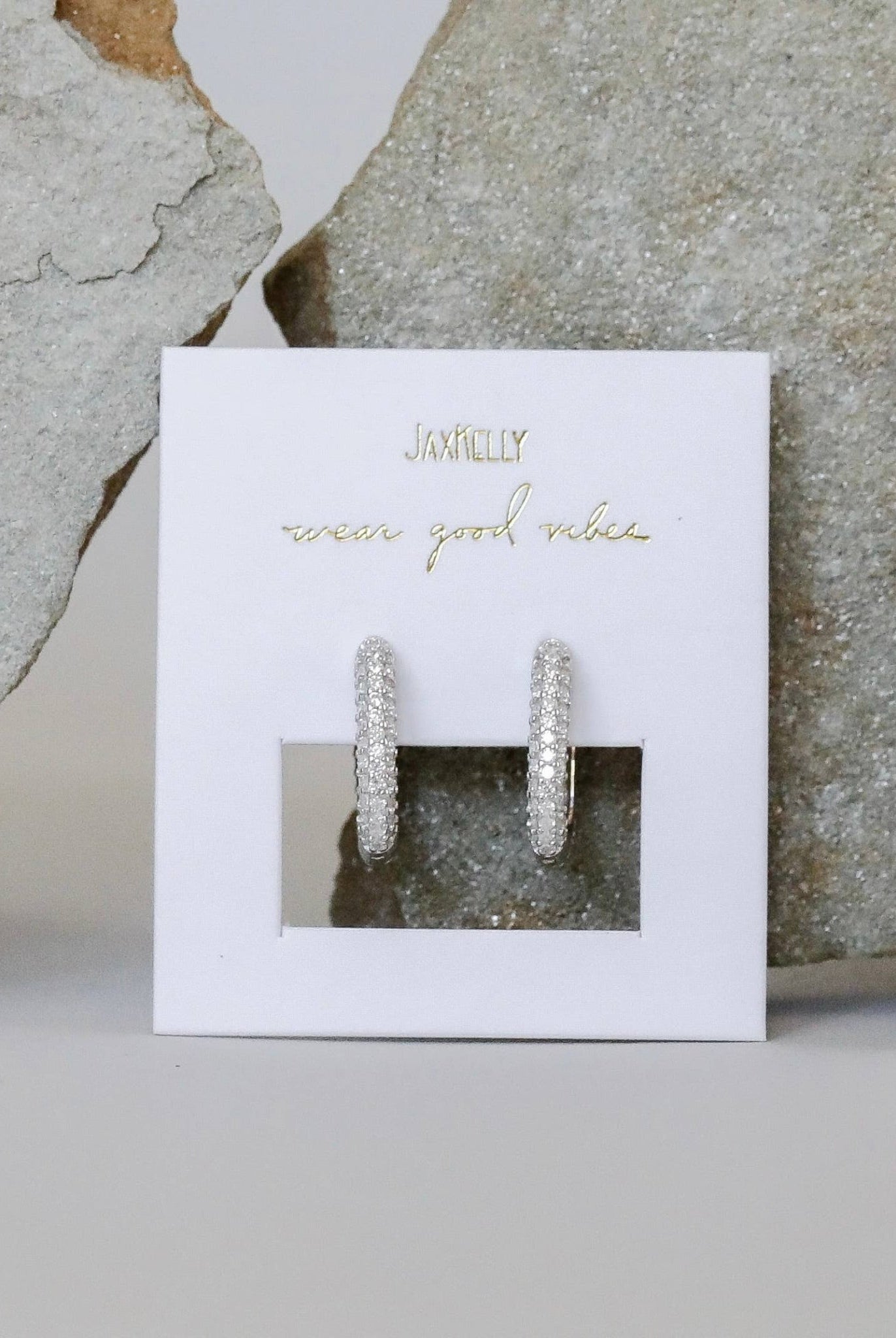 Pavé Silver Hoop Earring - Uptown Boutique Ramona