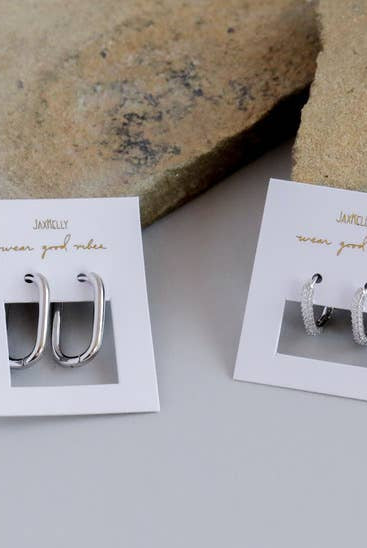 Pavé Silver Hoop Earring - Uptown Boutique Ramona