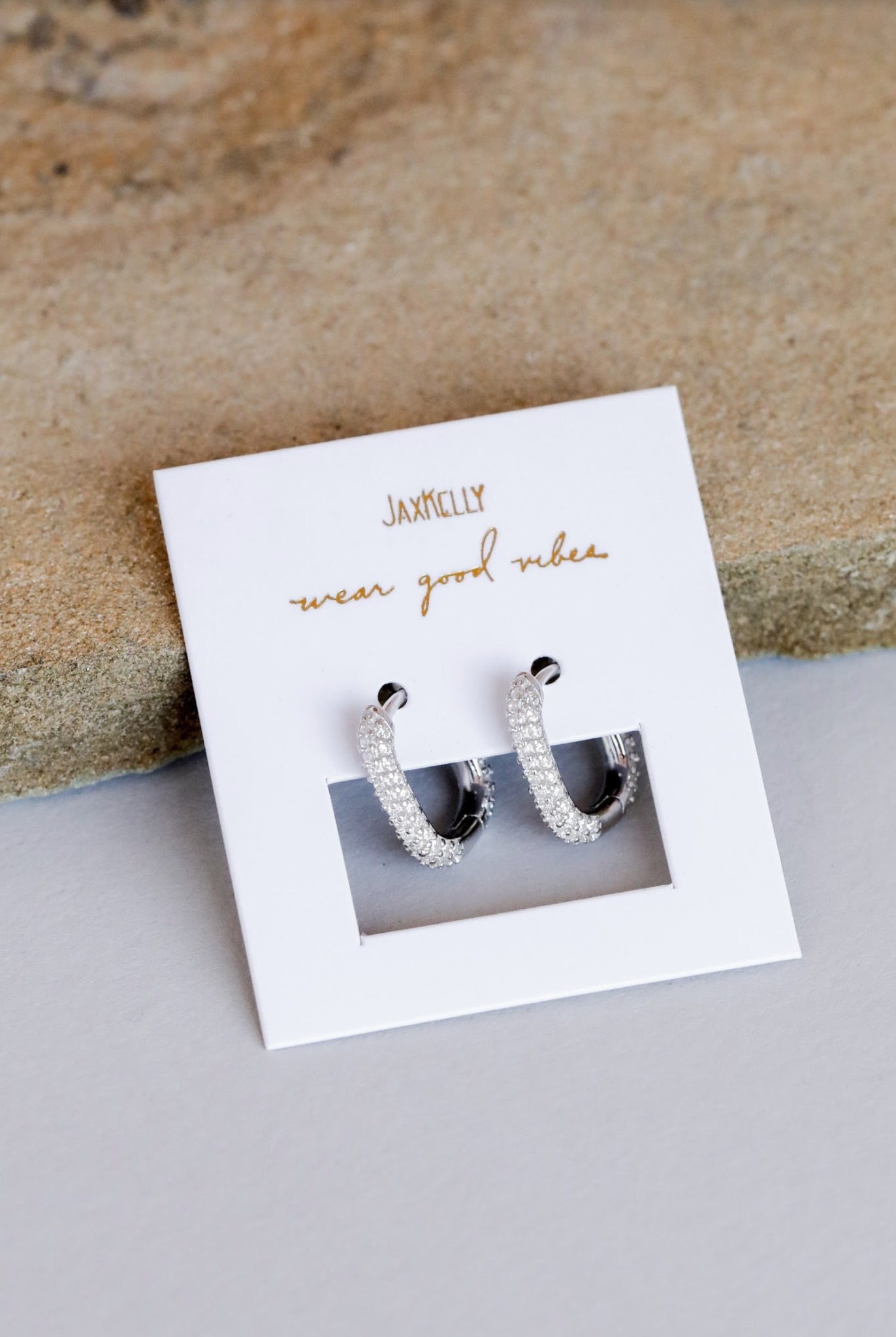 Pavé Silver Hoop Earring - Uptown Boutique Ramona