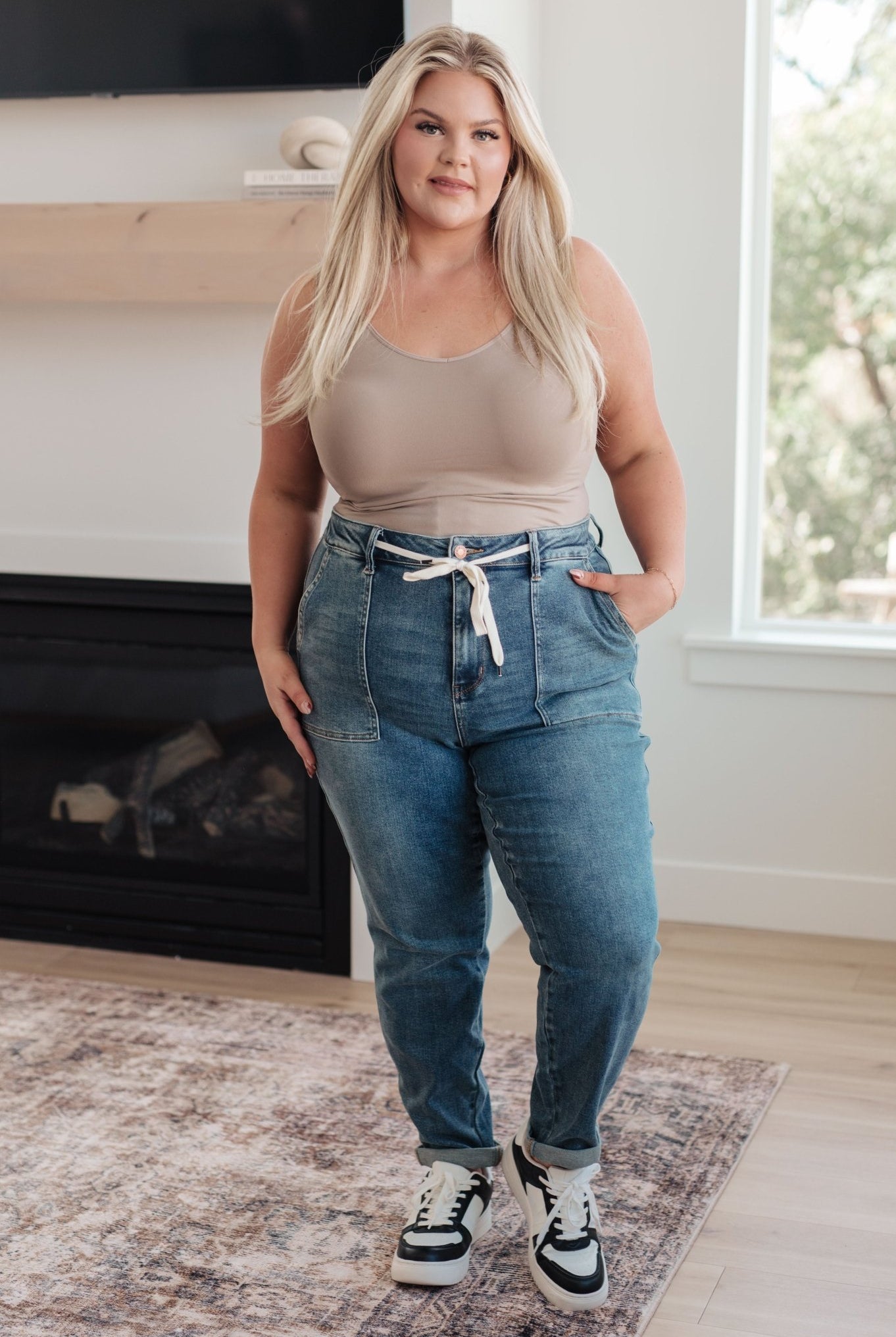 Payton Pull On Denim Joggers in Medium Wash (Online Exclusive) - Uptown Boutique Ramona