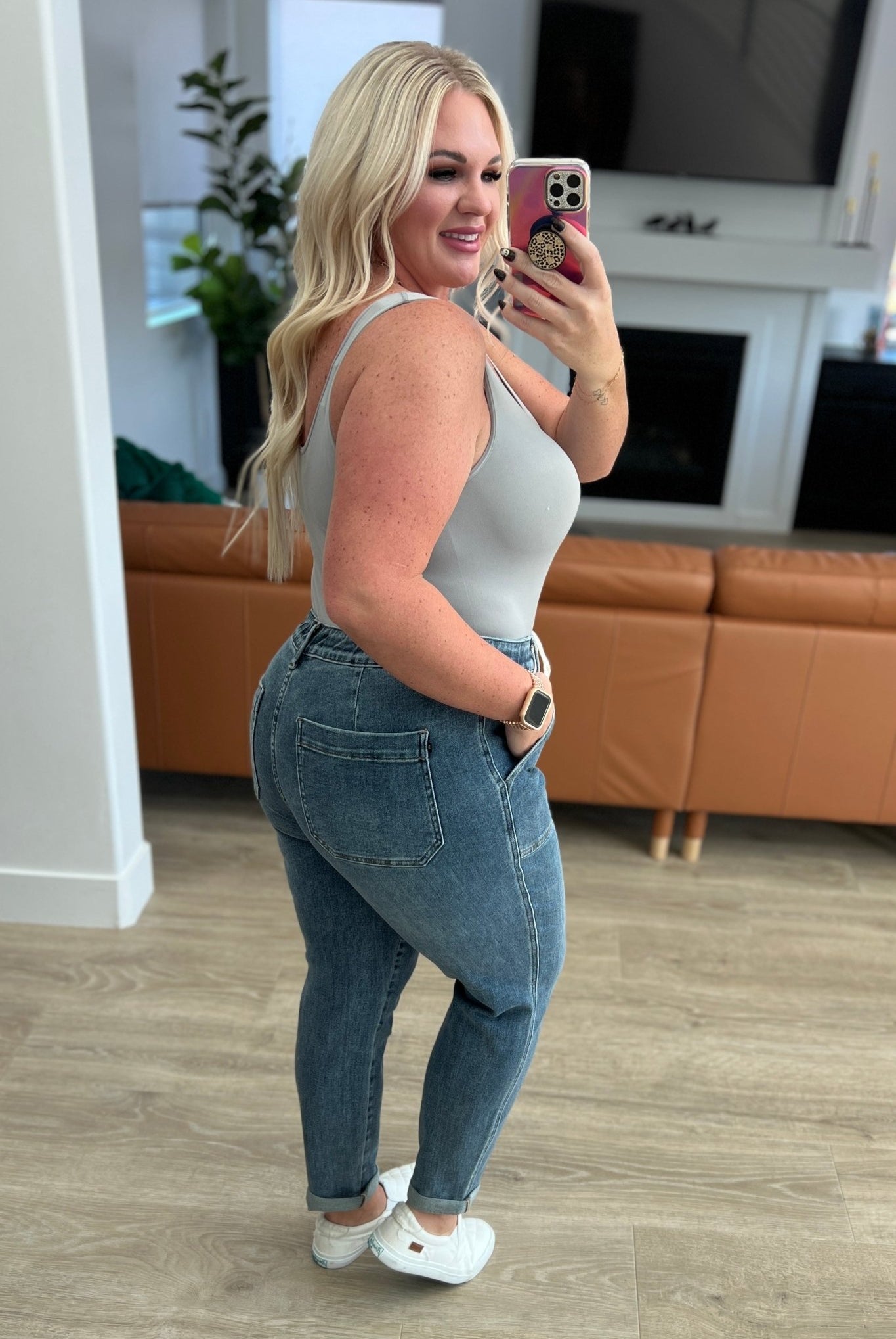 Payton Pull On Denim Joggers in Medium Wash (Online Exclusive) - Uptown Boutique Ramona