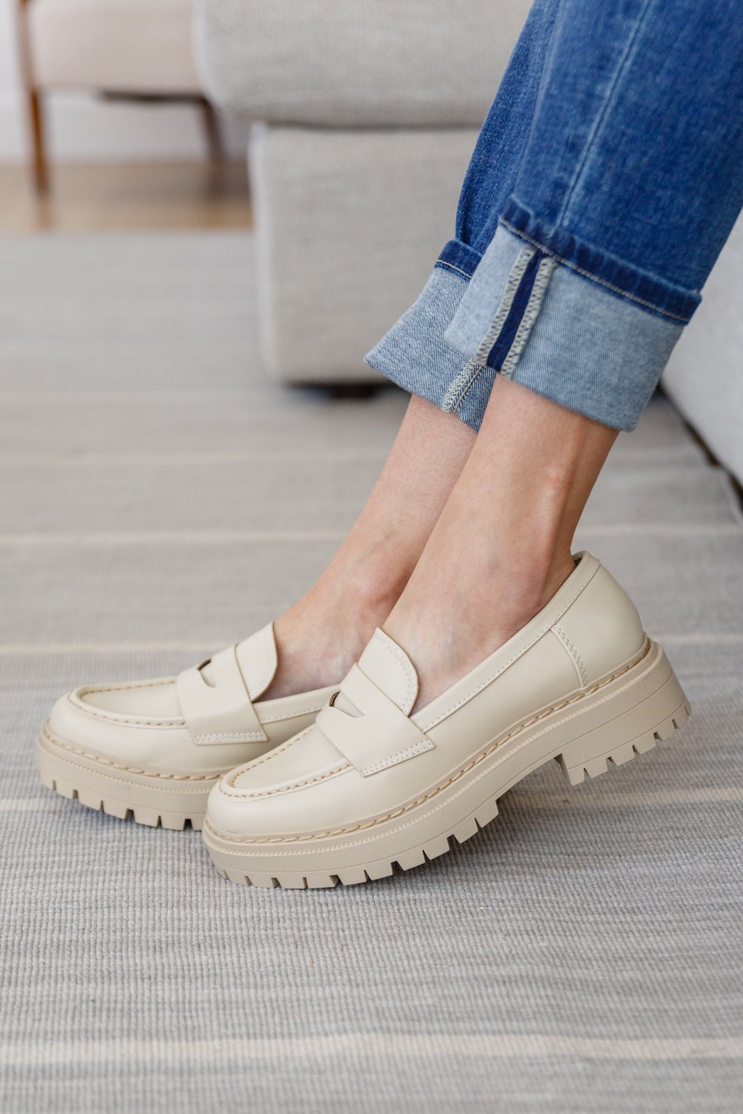 Penny For Your Thoughts Loafers in Bone (Online Exclusive) - Uptown Boutique Ramona