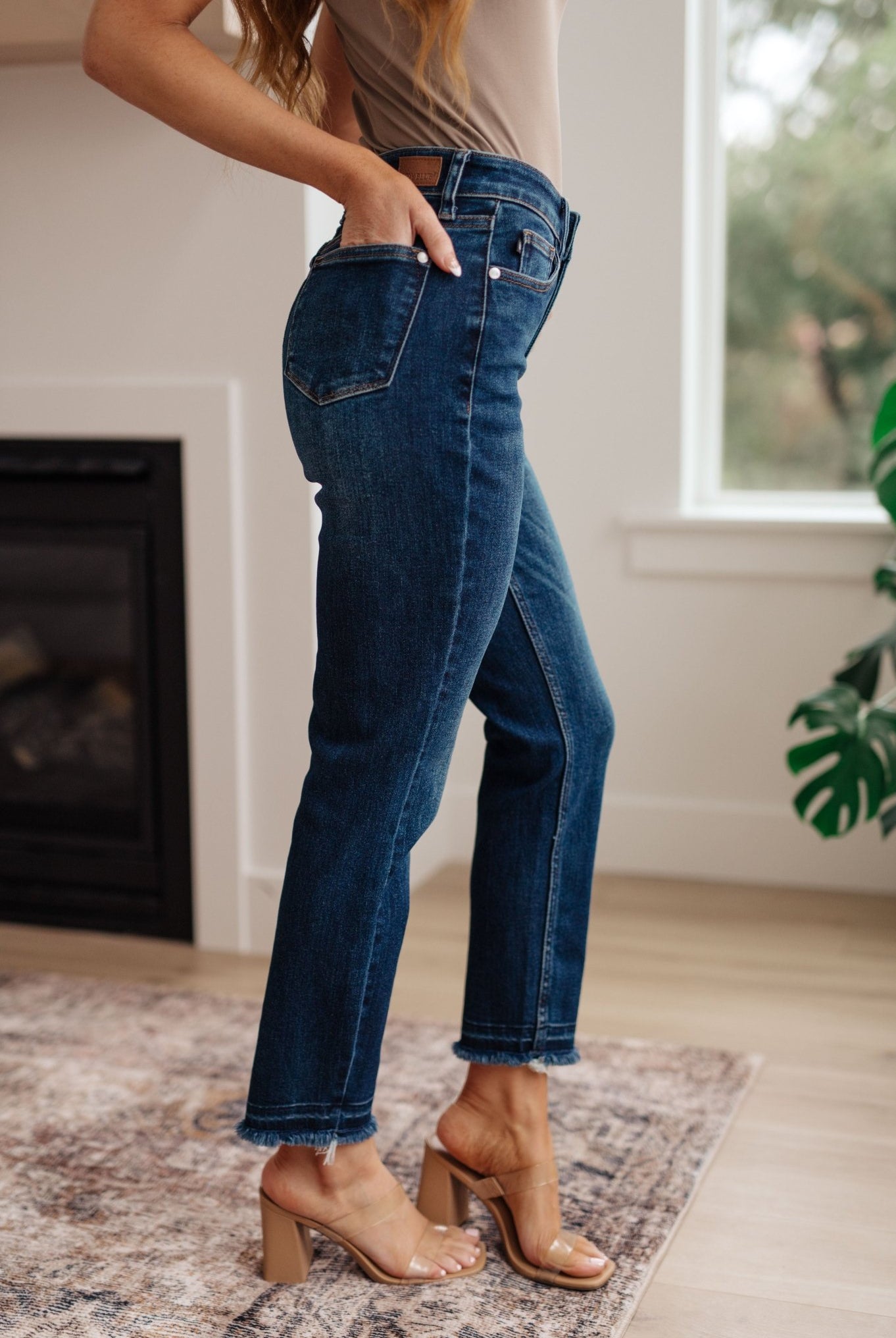 Phillipa High Rise Release Hem Slim Jeans (Online Exclusive) - Uptown Boutique Ramona
