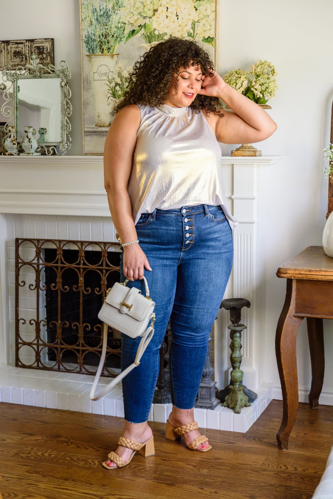 Photo Opt Sleeveless Blouse (Online Exclusive) - Uptown Boutique Ramona