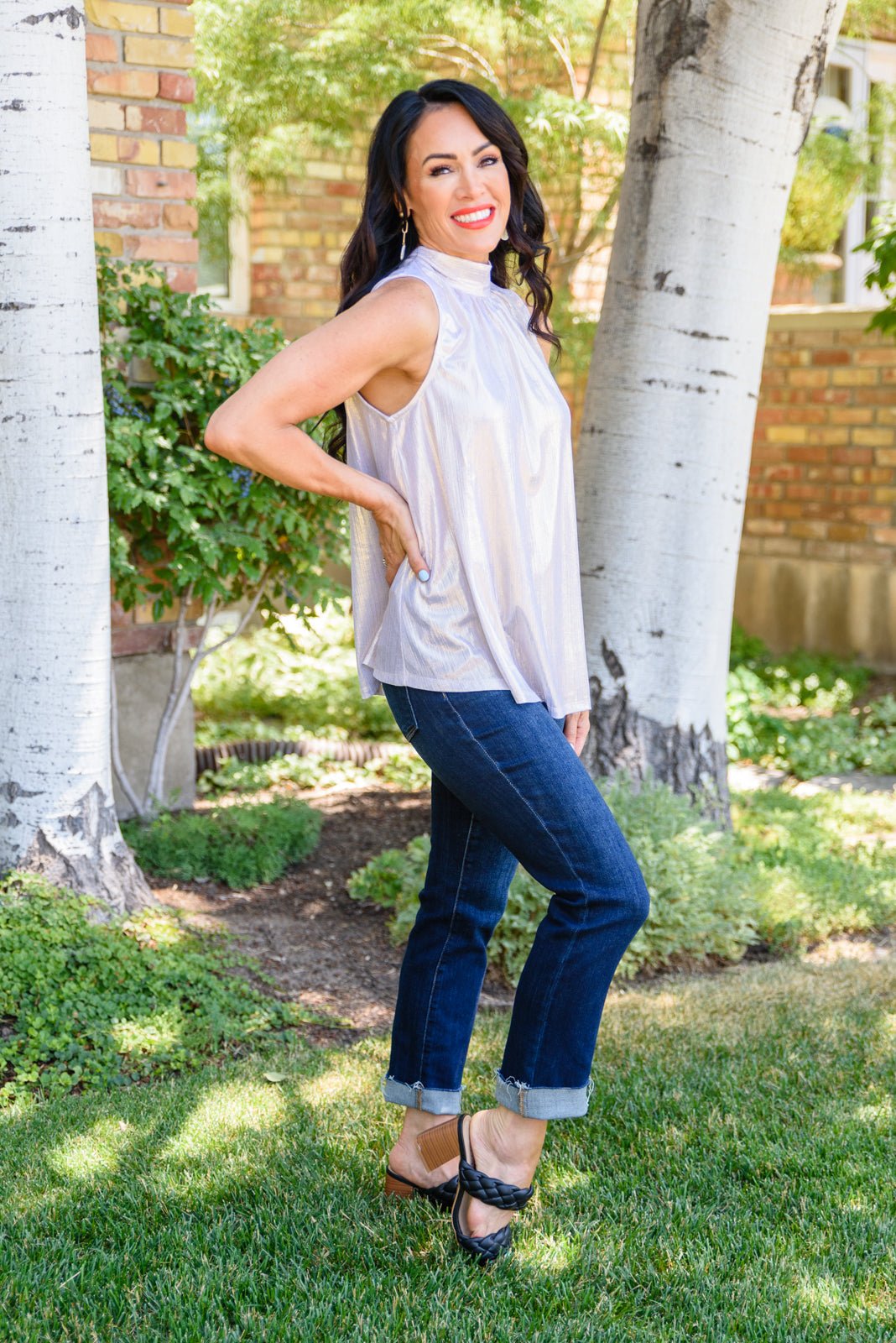 Photo Opt Sleeveless Blouse (Online Exclusive) - Uptown Boutique Ramona