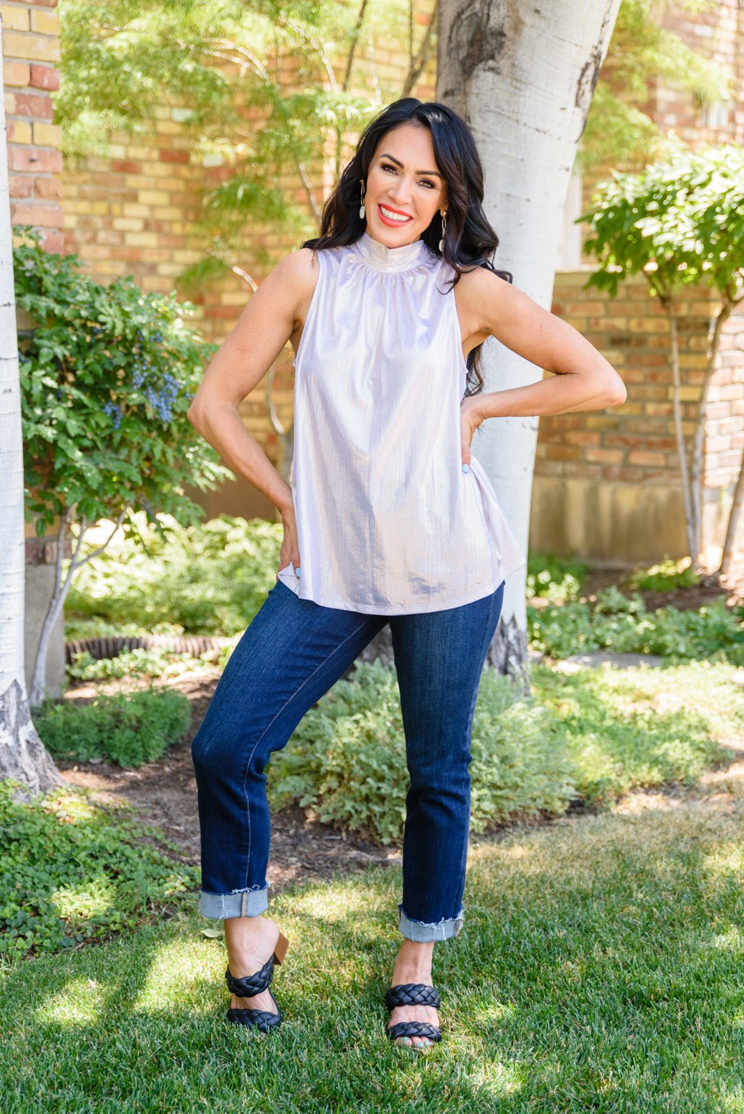 Photo Opt Sleeveless Blouse (Online Exclusive) - Uptown Boutique Ramona