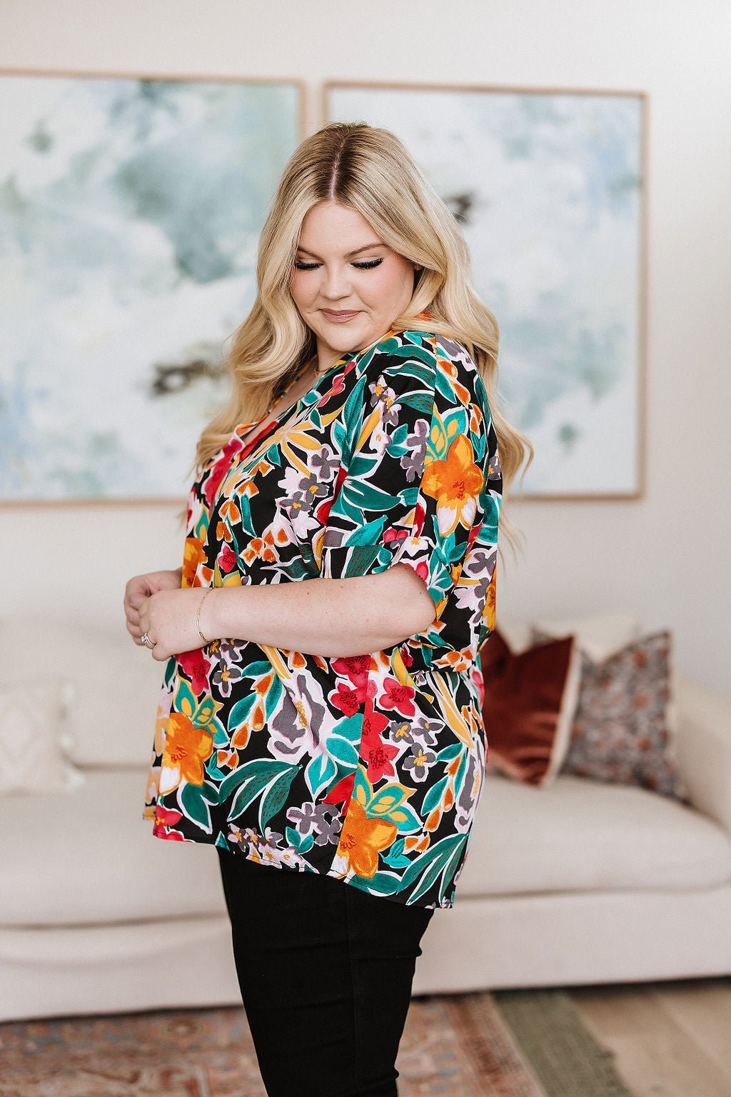 Pretty in Paradise Floral Blouse (Online Exclusive) - Uptown Boutique Ramona