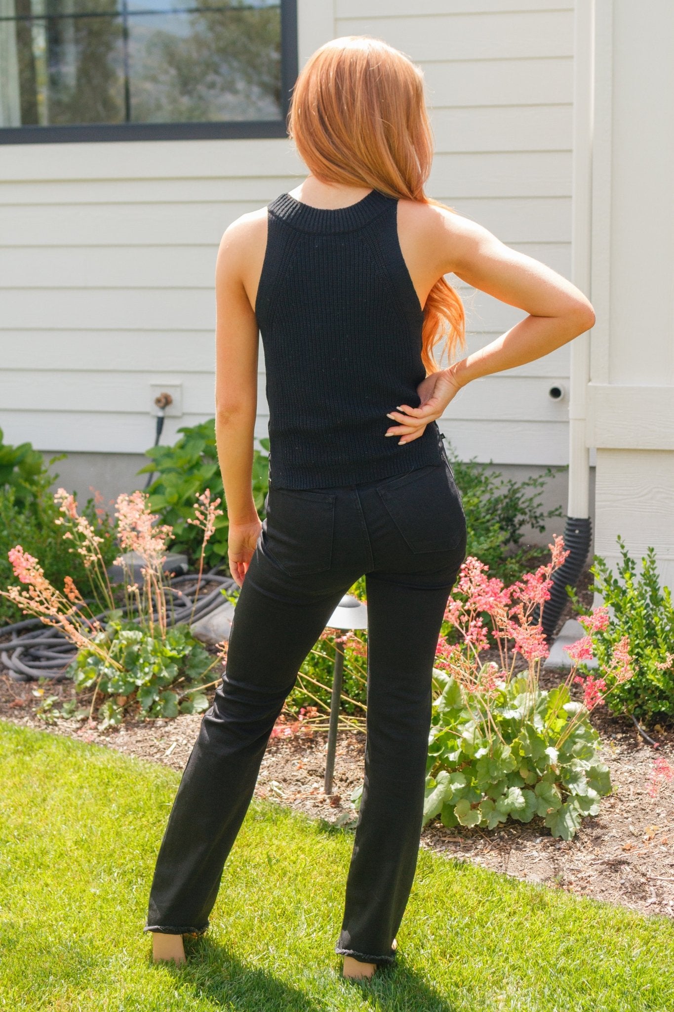 Previous Engagement Halter Neck Sweater Tank in Black - Uptown Boutique Ramona