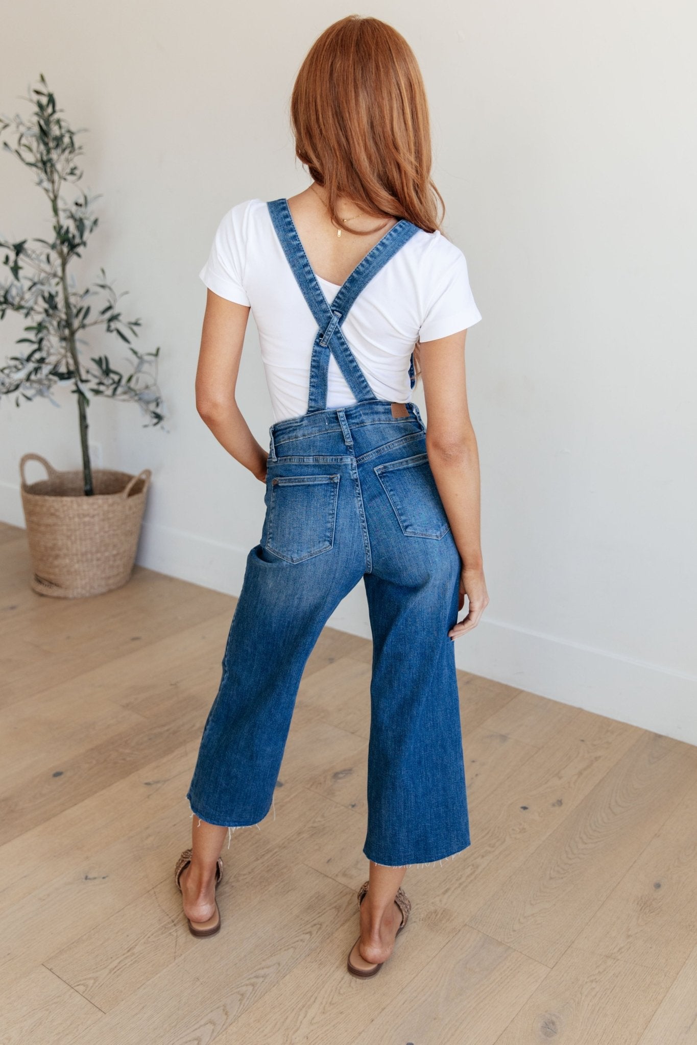 Priscilla High Rise Crop Wide Leg Denim Overalls (Online Exclusive) - Uptown Boutique Ramona