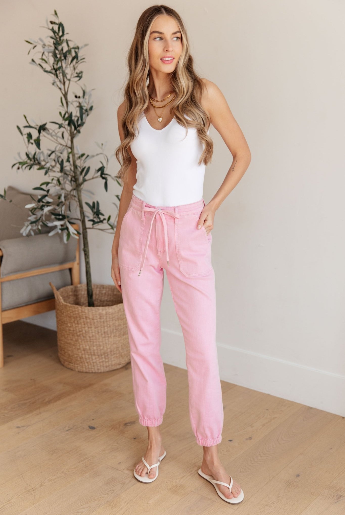 Regina High Rise Garment Dyed Denim Jogger (Online Exclusive) - Uptown Boutique Ramona