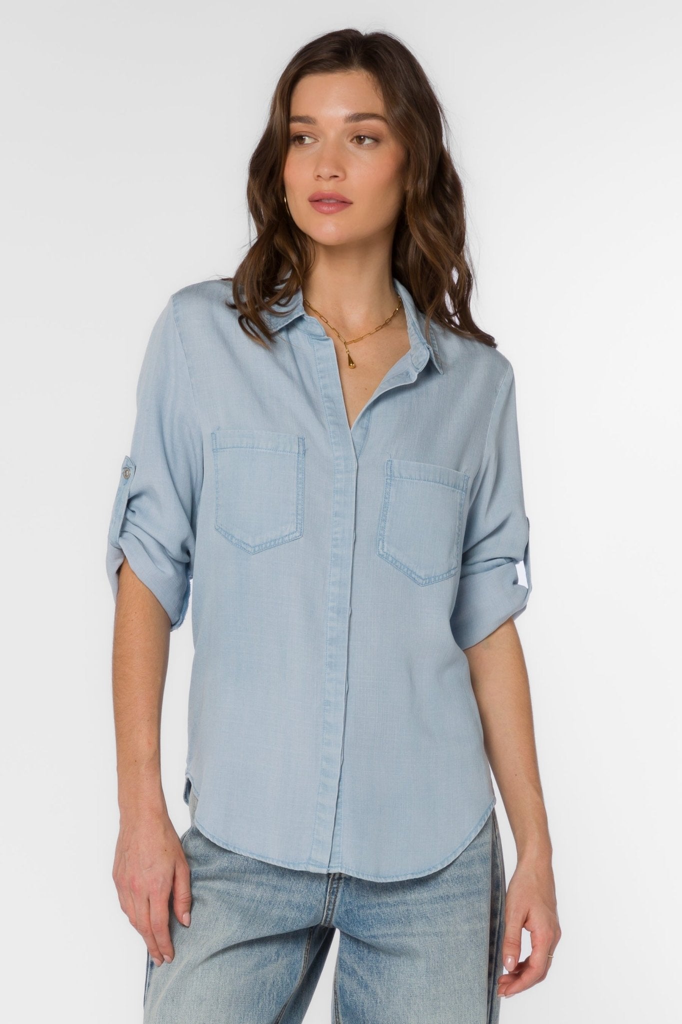 RILEY CATALINA BLUE SHIRT - Uptown Boutique Ramona