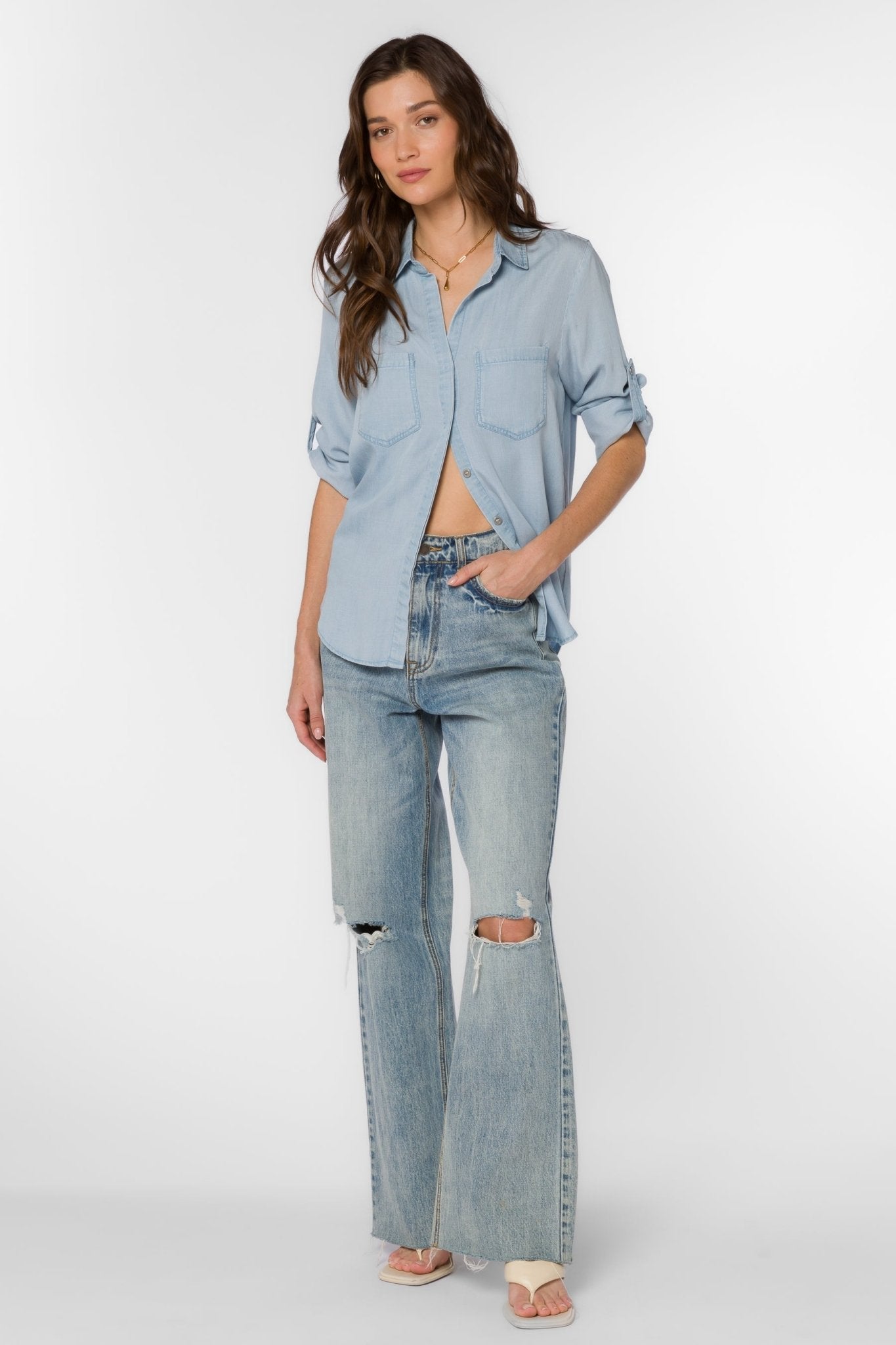 RILEY CATALINA BLUE SHIRT - Uptown Boutique Ramona