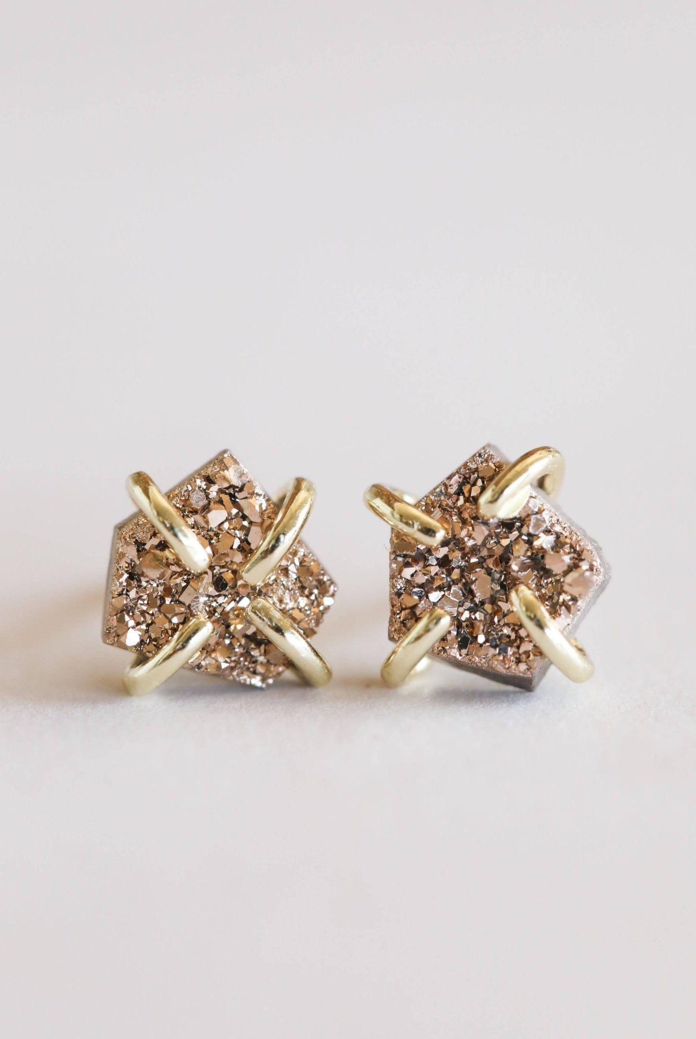 Rose Gold Druzy Prong Earring - Uptown Boutique Ramona