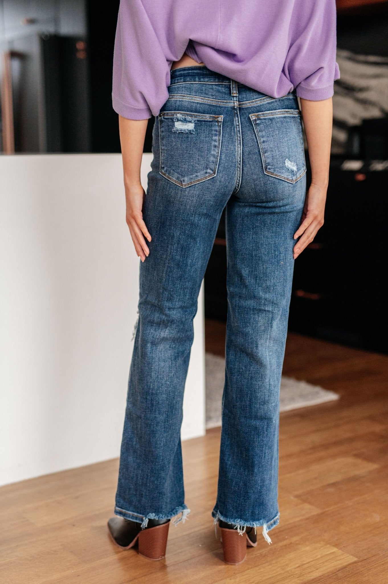 Rose High Rise 90's Straight Jeans in Dark Wash (Online Exclusive) - Uptown Boutique Ramona