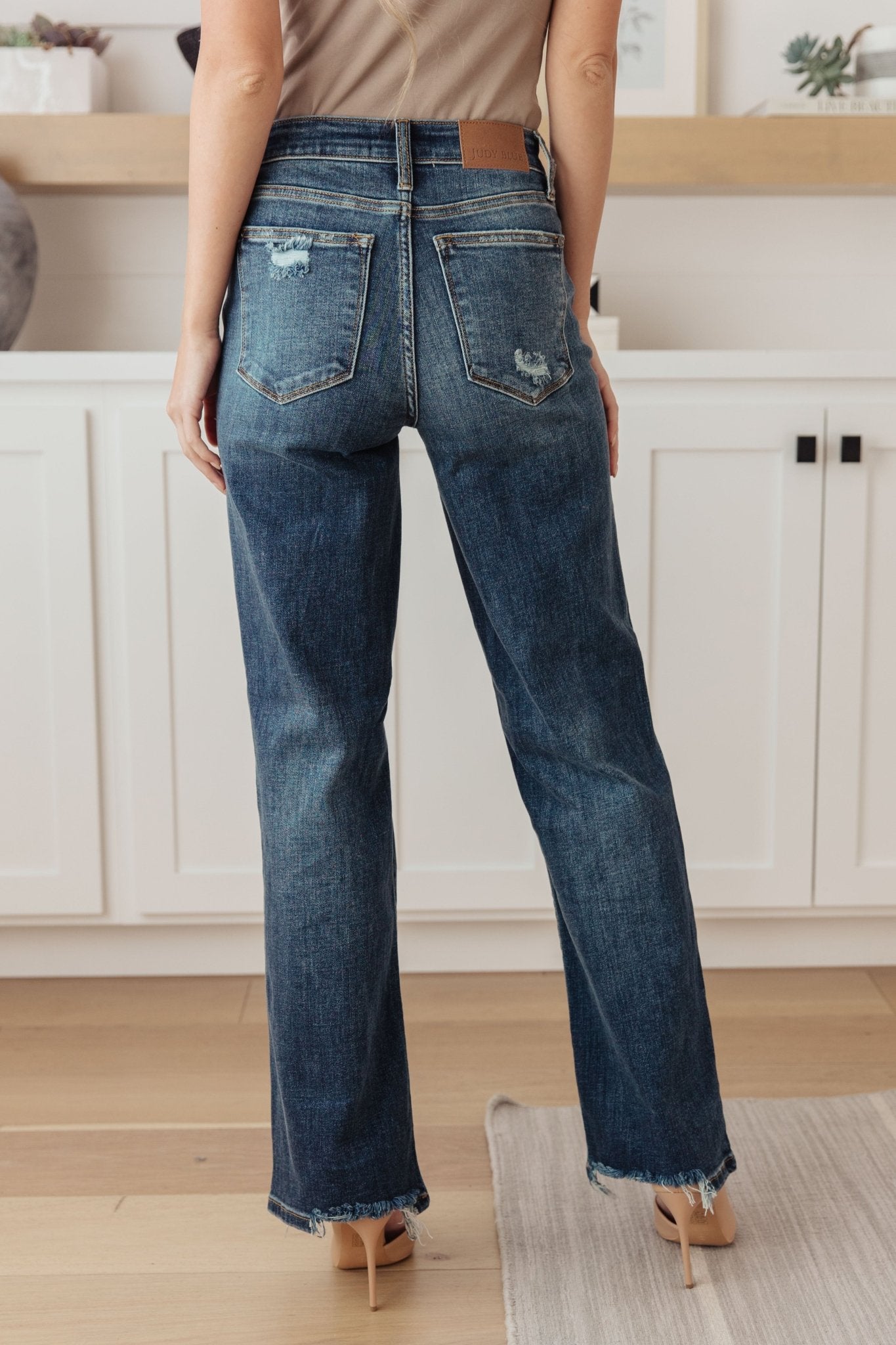 Rose High Rise 90's Straight Jeans in Dark Wash (Online Exclusive) - Uptown Boutique Ramona