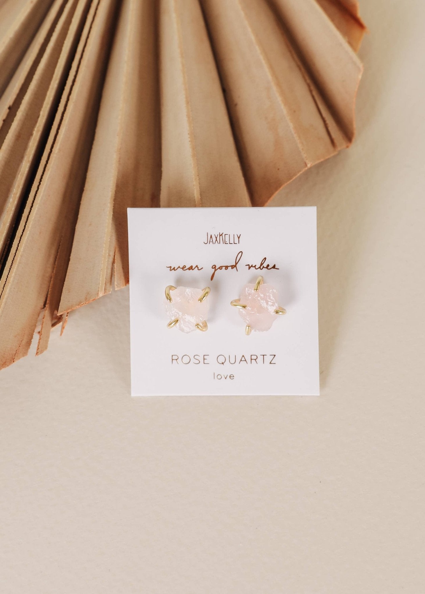 Rose Quartz Gemstone Prong Earring - Uptown Boutique Ramona
