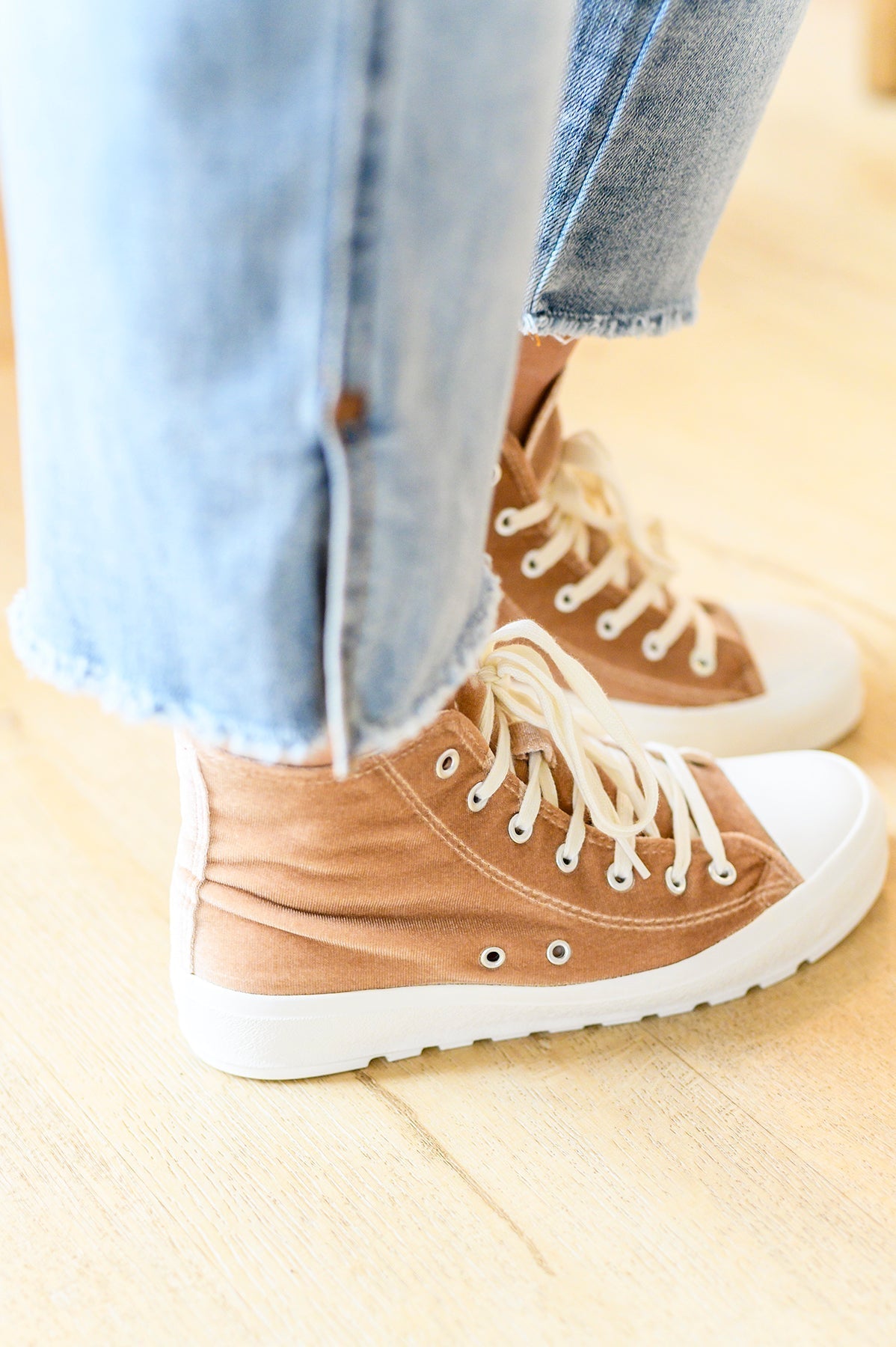 Run Me Down Velvet High Tops in Tan (Online Exclusive) - Uptown Boutique Ramona