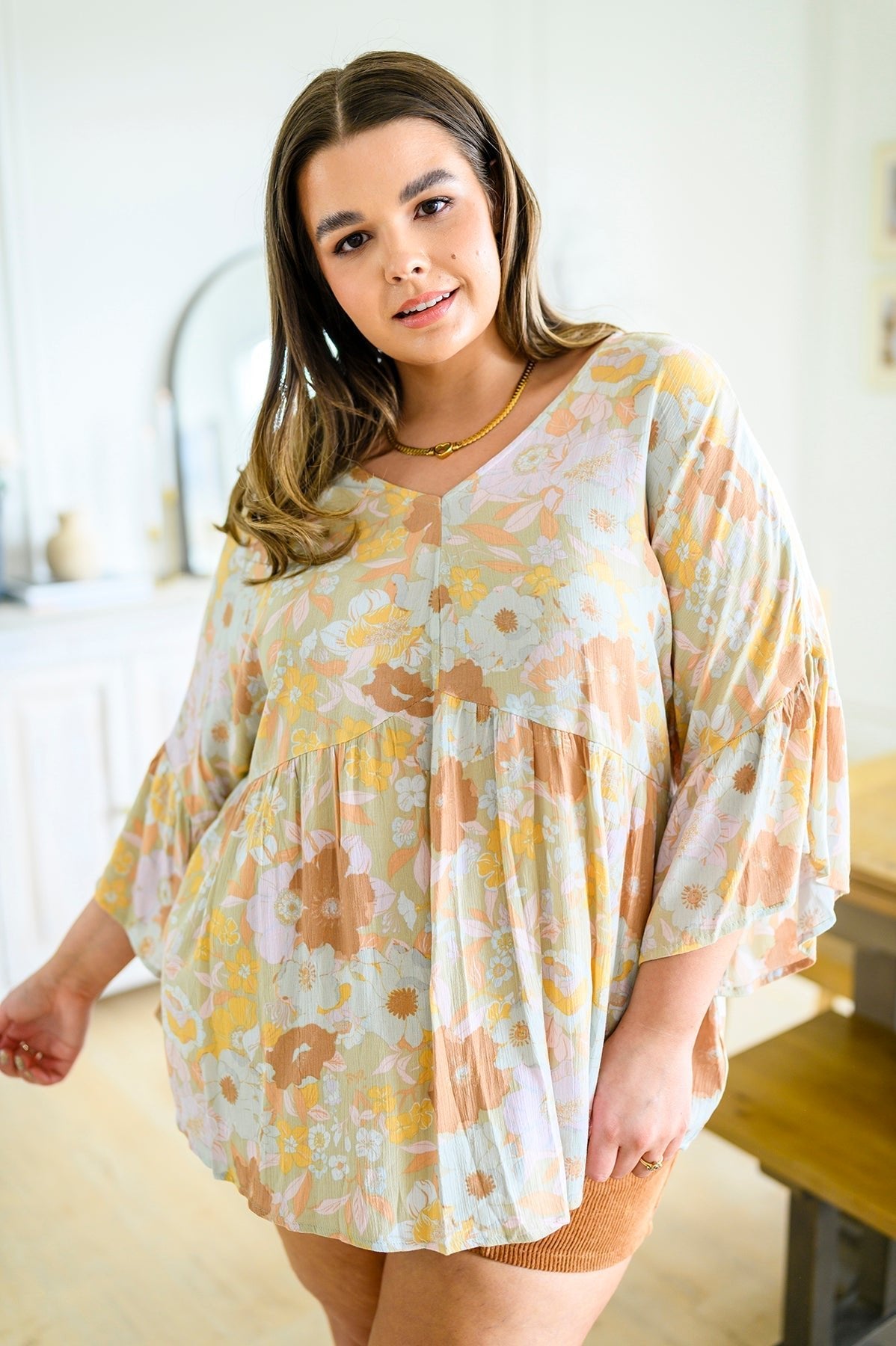 Singled Out Floral Blouse in Green (Online Exclusive) - Uptown Boutique Ramona