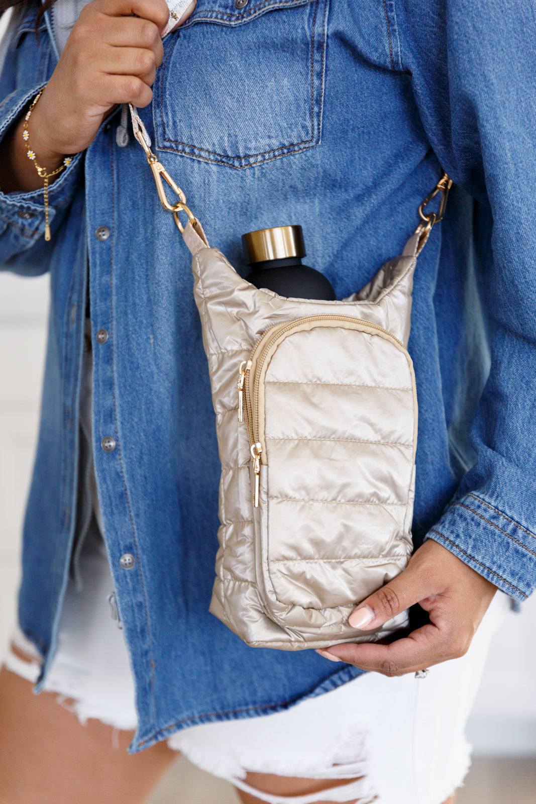 Gotcha Girl Puffer Tumbler Tote in Gold (Online Exclusive)