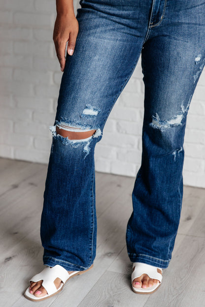 Mila Mid Rise Distressed Bootcut Jeans (Online Exclusive)