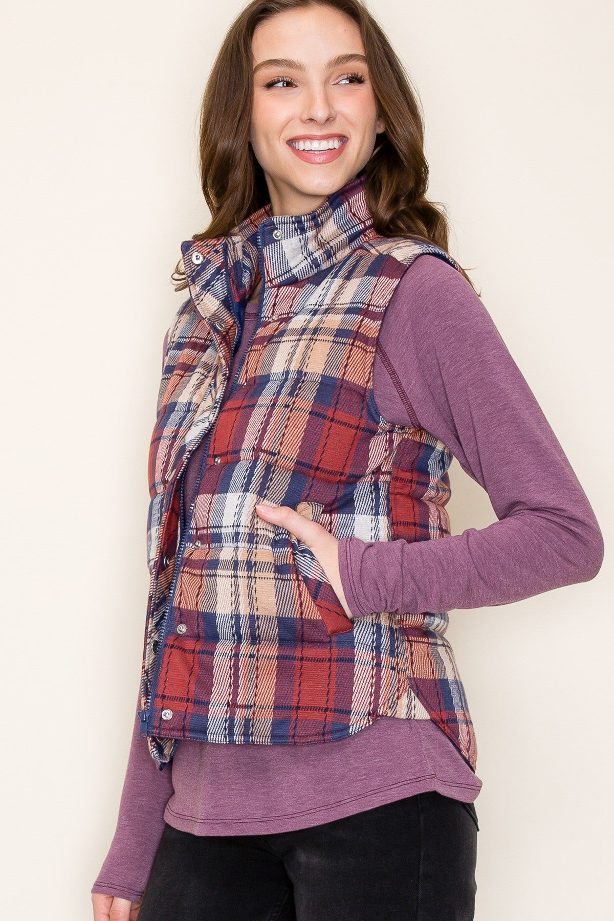 By The Book Brushed Plaid Vest