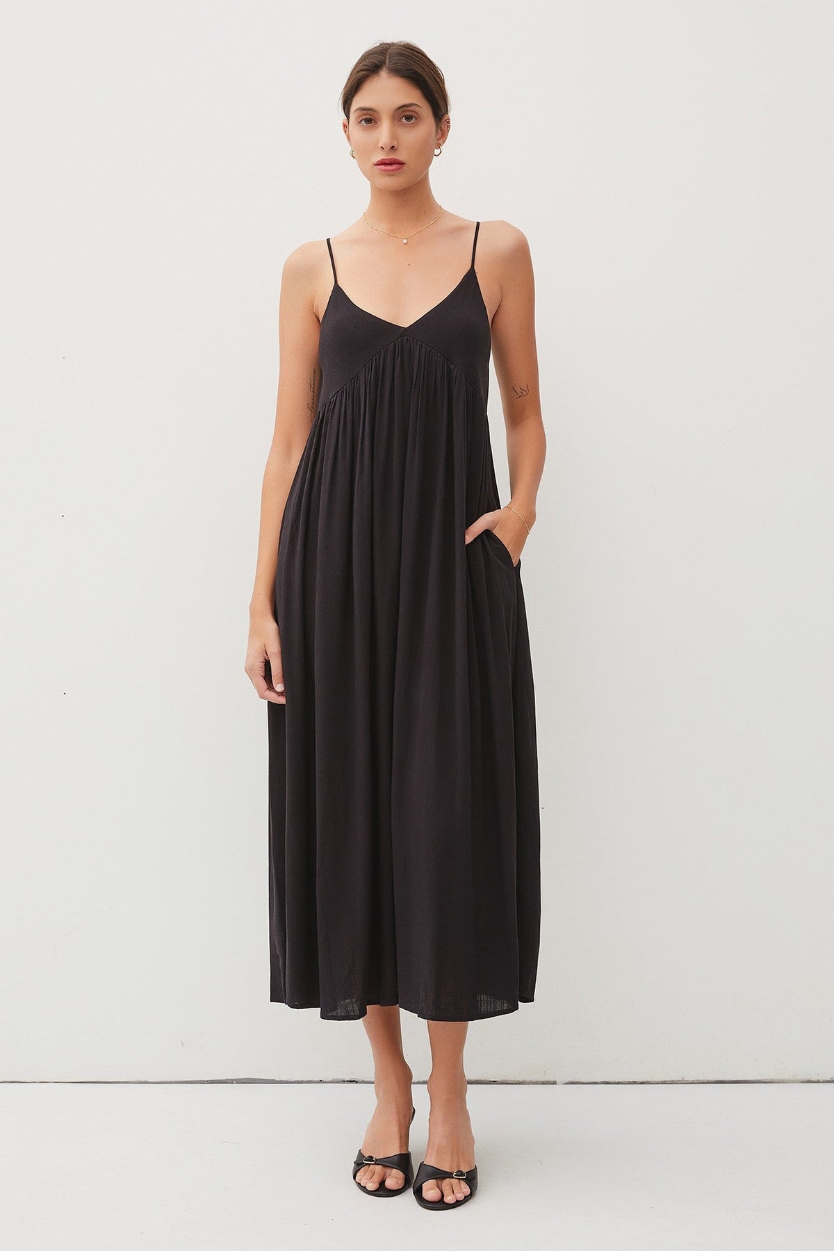 Black Sleeveless V-Neck Midi Dress Medium Black Sleeveless V-Neck Midi Dress Medium