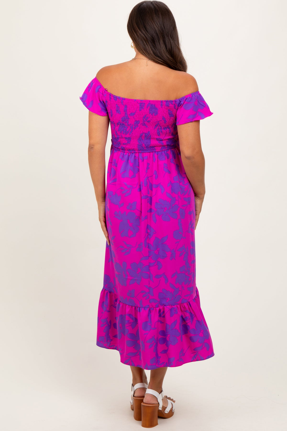 Magenta Multi Smocked Top Maternity Maxi Dress (Online Exclusive) – Uptown  Boutique