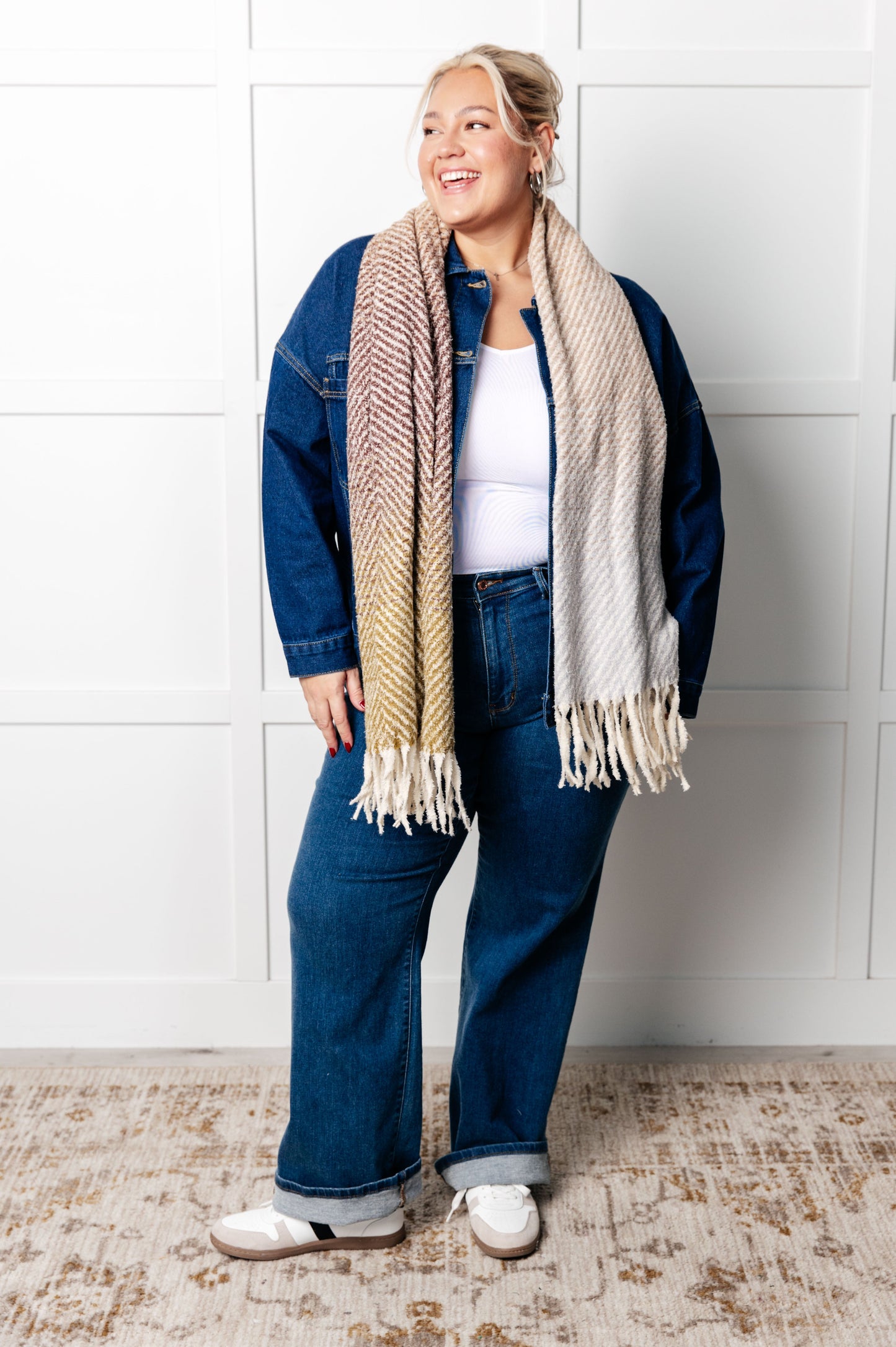 Cold Front Fringe Scarf in Blue and Green (Online Exclusive)