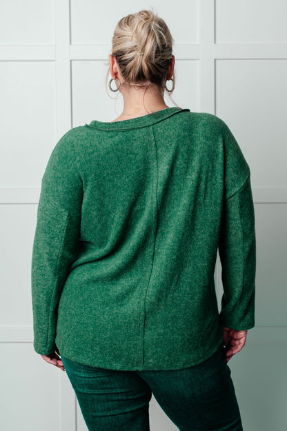 Simple Silhouette Brushed Hacci Sweater in Dark Green (Online Exclusive)