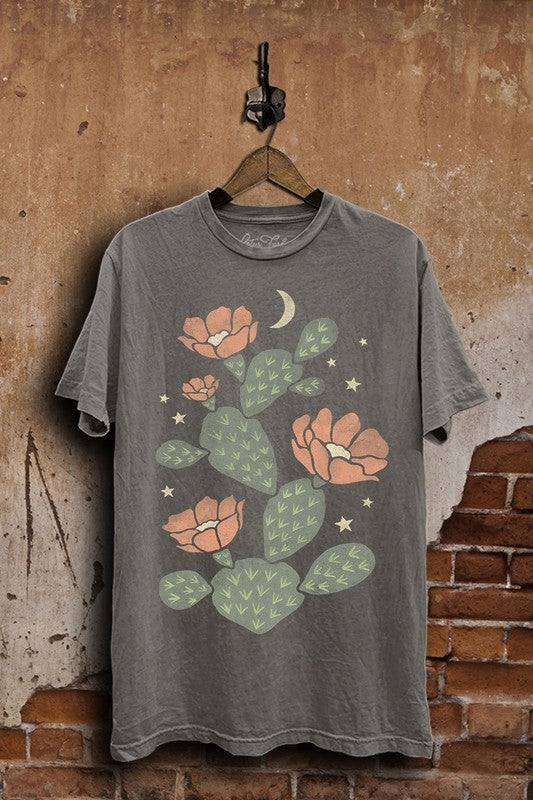Camiseta extragrande con estampado de flores de cactus