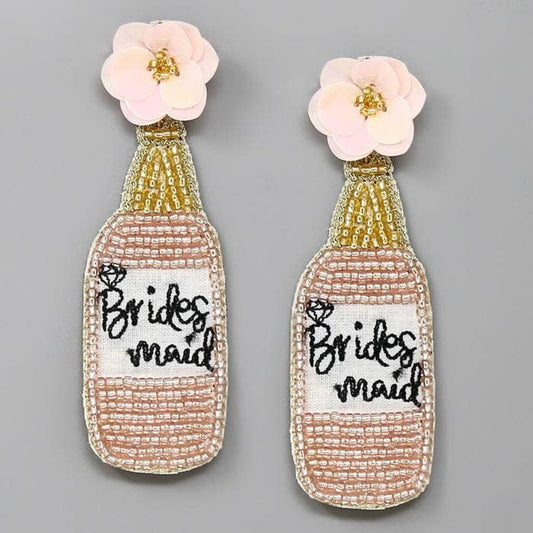 Bridesmaid Champagne Beaded Earrings