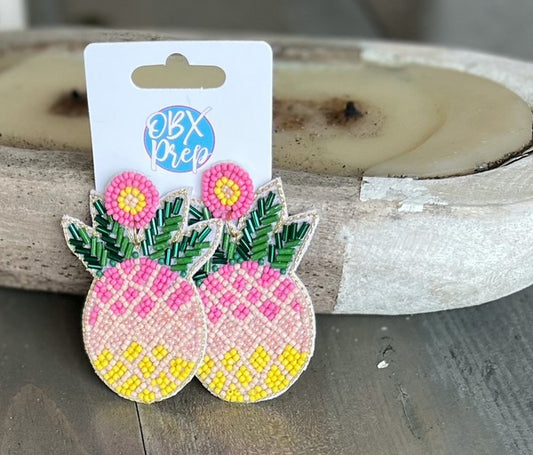 Summer Pineapple Beaded Earrings