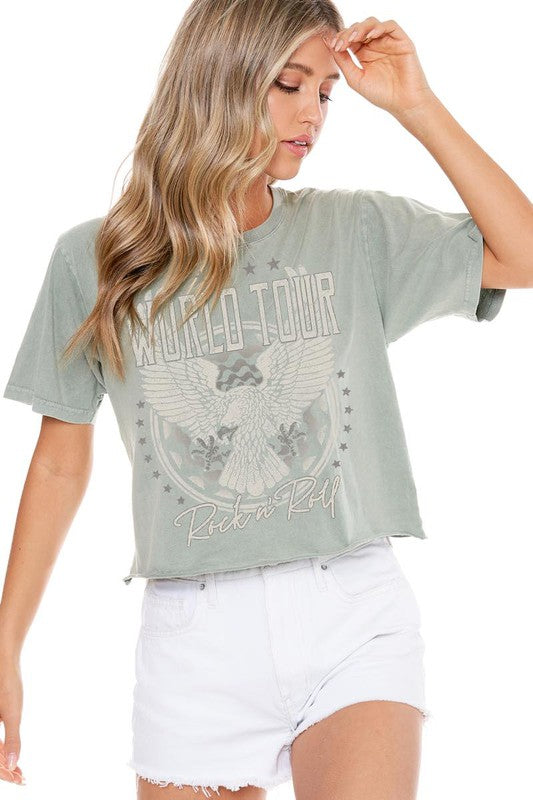 Vintage Rock & Roll Cropped Graphic Tee