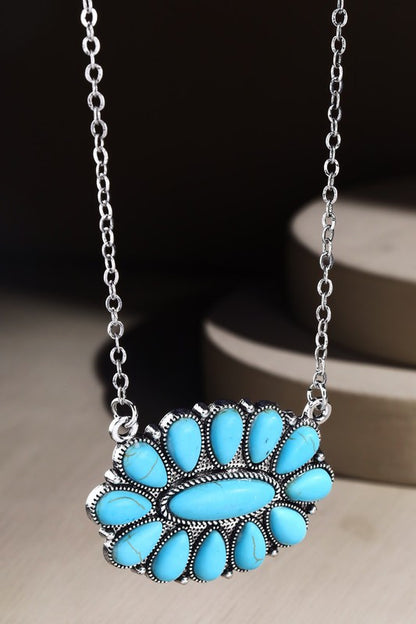 SILVER TURQUOISE STATEMENT NECKLACE