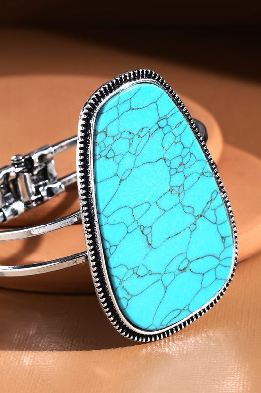Oversized Natural Stone Cuff Bracelet