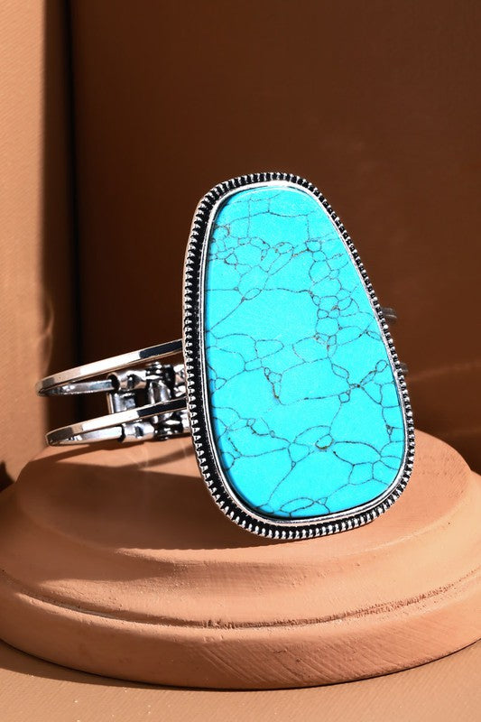 Oversized Natural Stone Cuff Bracelet